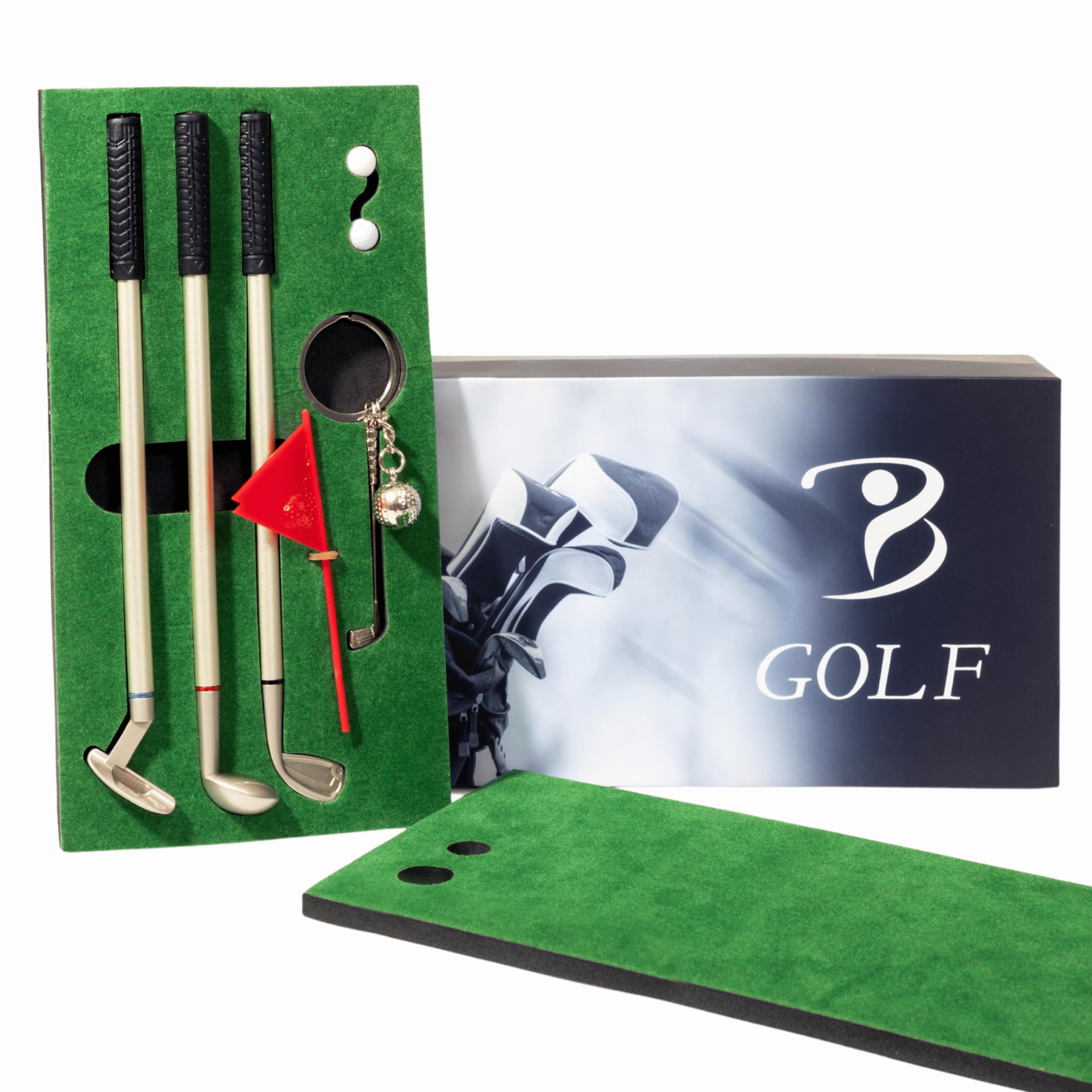 **Premium Golf Gift Set for Men - Golf Keychain & Pens - Ideal Desk Accessories for Dad, Grandpa & Boss - Perfect for Golf Lovers, Office Decor & Bosses Day Gifts**    *(Use Cases: Great for Father's Day, Retirement Gifts, Corporate Gifts, Golf Tournament Prizes & Office Decorations)*