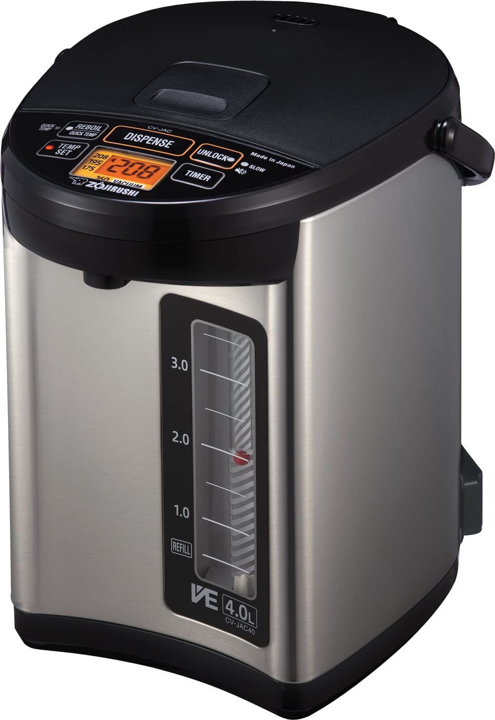 Zojirushi CV-JAC40XB 4.0-Liter Stainless Steel Black Electric Water Boiler & Warmer - Perfect for Home, Office, Tea & Coffee Brewing