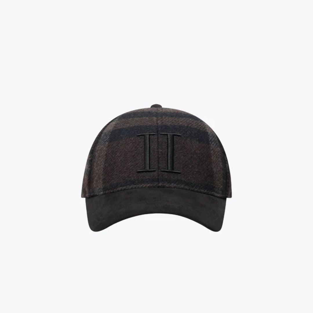 Premium Check Wool Baseball Cap - Coffee Brown & Ivory - Stylish & Comfortable for Outdoor Sports, Casual Wear & Fashion Accessories
