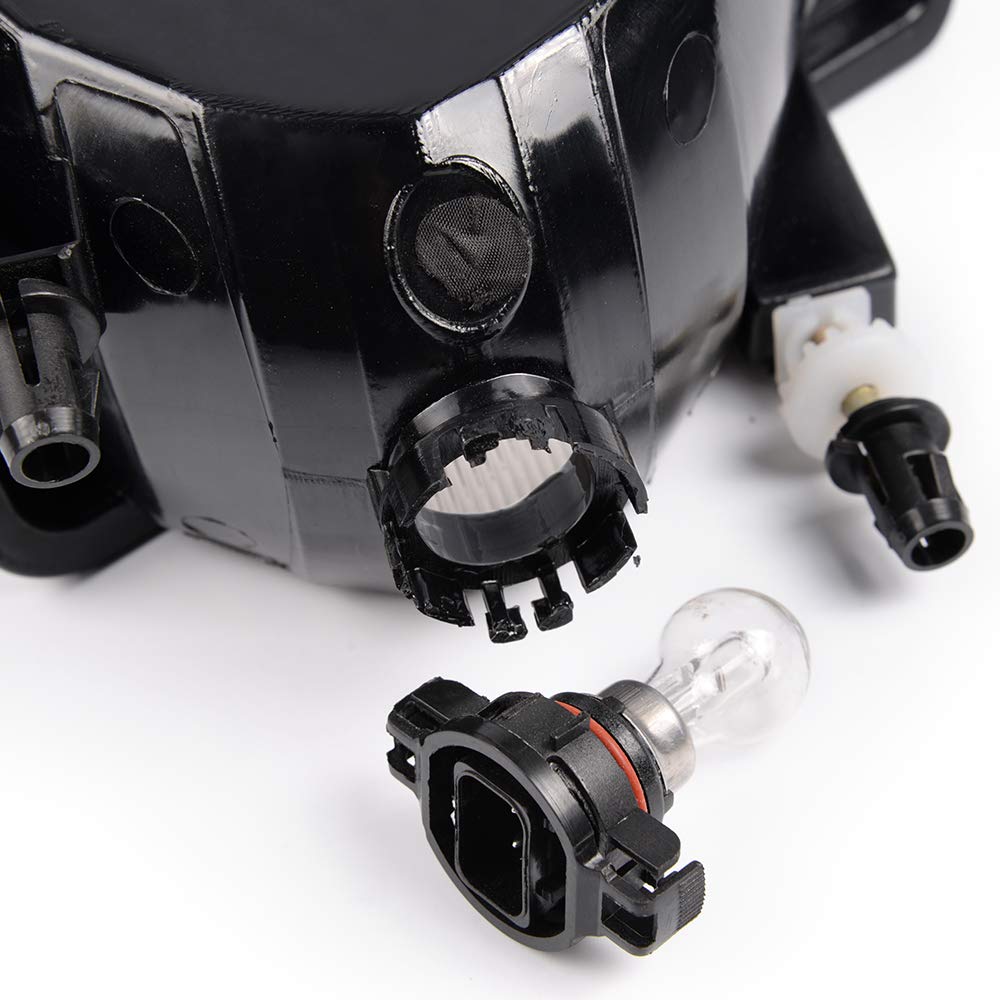 VR Racing Front Bumper Fog Lights + Raw Black End Cap Compatible for 2007-2013 Chevrolet Silverado 1500 - Off-Road & Night Driving Enhancement