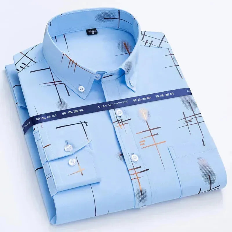 Men's Striped Dress Shirt - Slim Fit Formal Business Shirt for Office, Wedding & Special Occasions