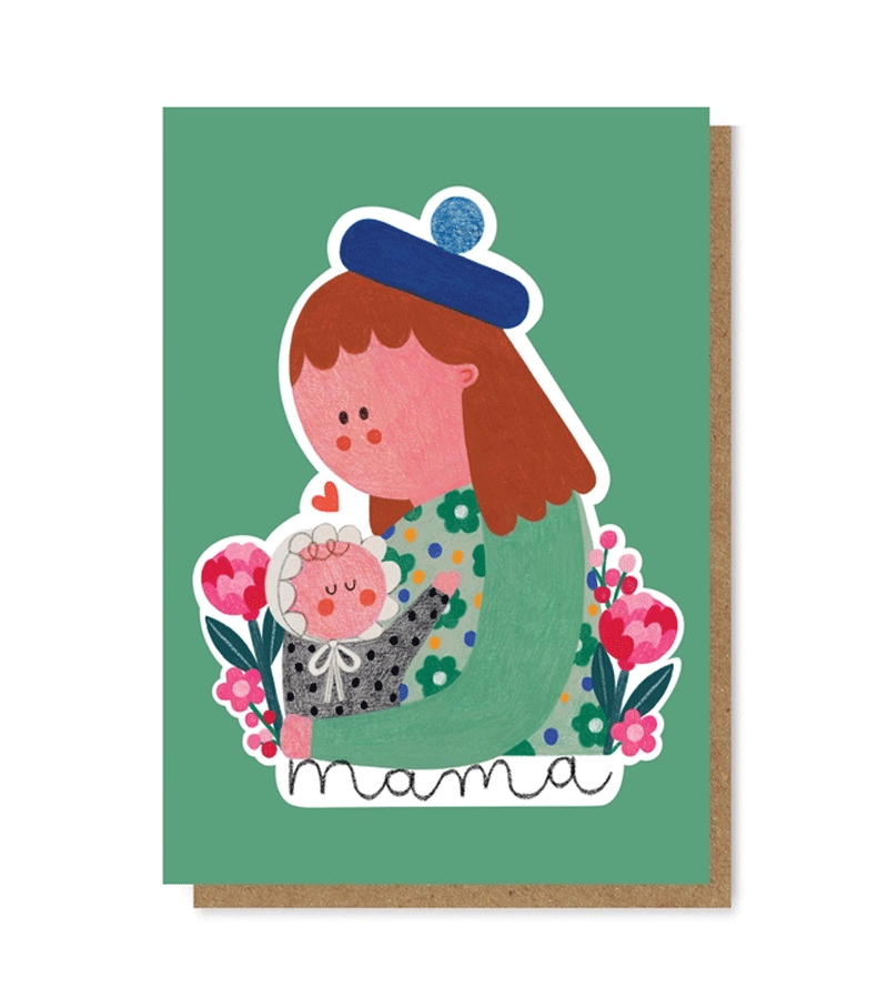Beautiful Mama Greeting Card by Daria Solak - Handmade Illustration for Mother's Day, Birthday & Special Occasions - Perfect Gift for Mom, Grandma & Loved Ones