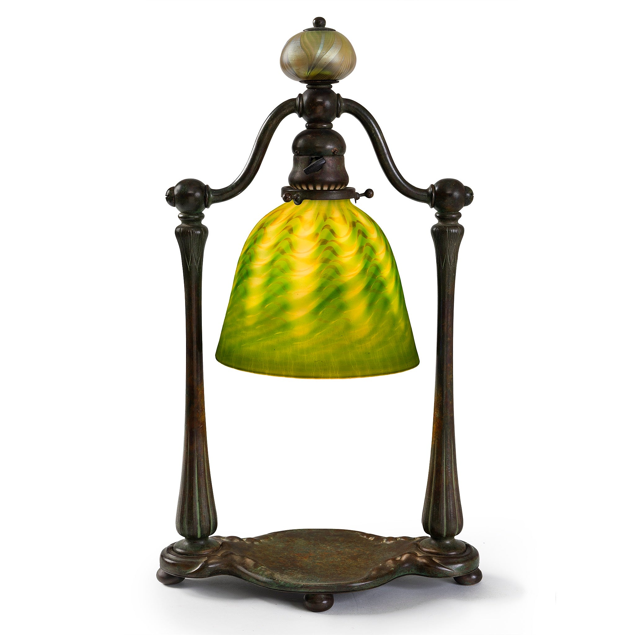 Tiffany Studios New York Damascene Lighthouse Desk Lamp - Vintage Bronze Table Lamp for Home Office Decor, Study & Reading Light