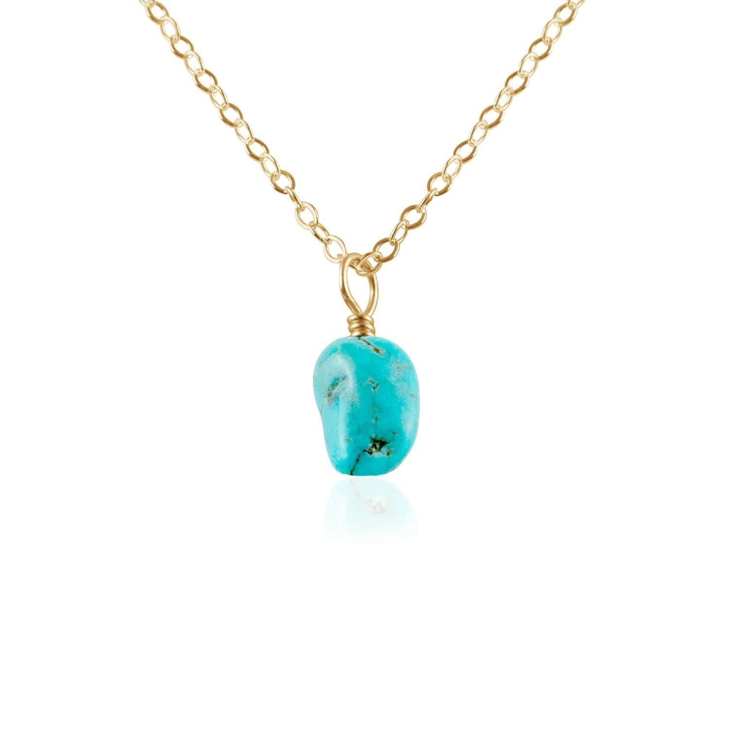 Natural Tiny Raw Turquoise Pendant Necklace for Women - Handmade Boho Jewelry for Everyday Wear & Gift Giving
