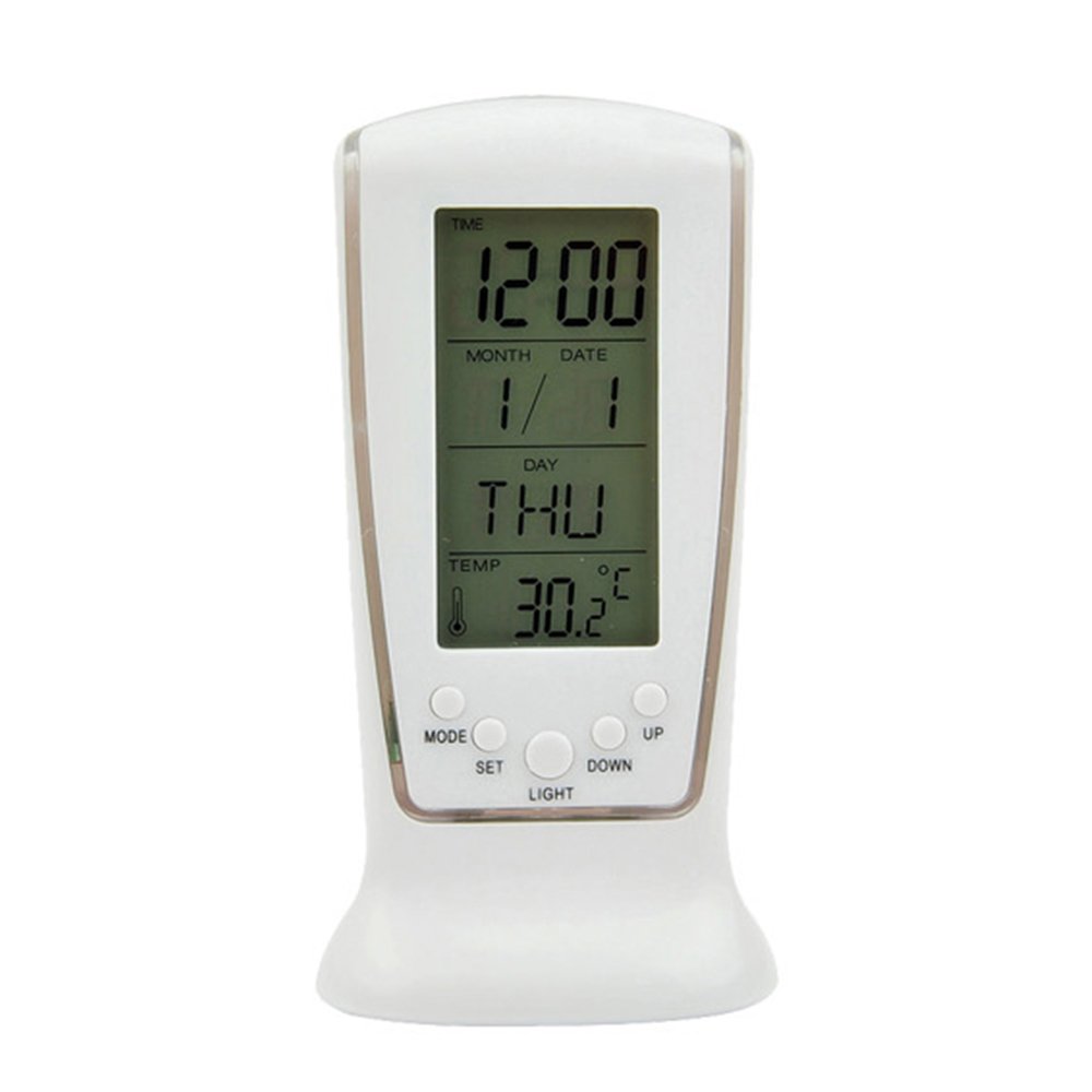 Polytree LED Digital Alarm Clock with Blue Backlight, Electronic Calendar, Thermometer - Perfect for Bedroom, Office, and Travel Use