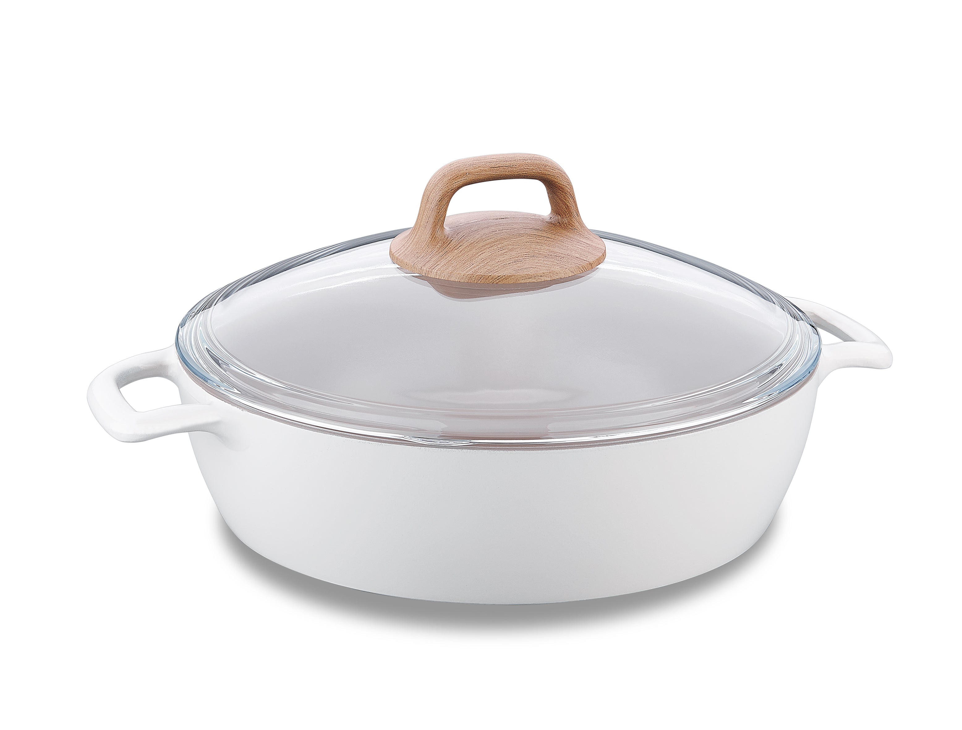 3.5L Low Pot with Glass Lid - Perfect for Slow Cooking, Stewing & Serving - Ideal for Kitchens & Dinner Parties