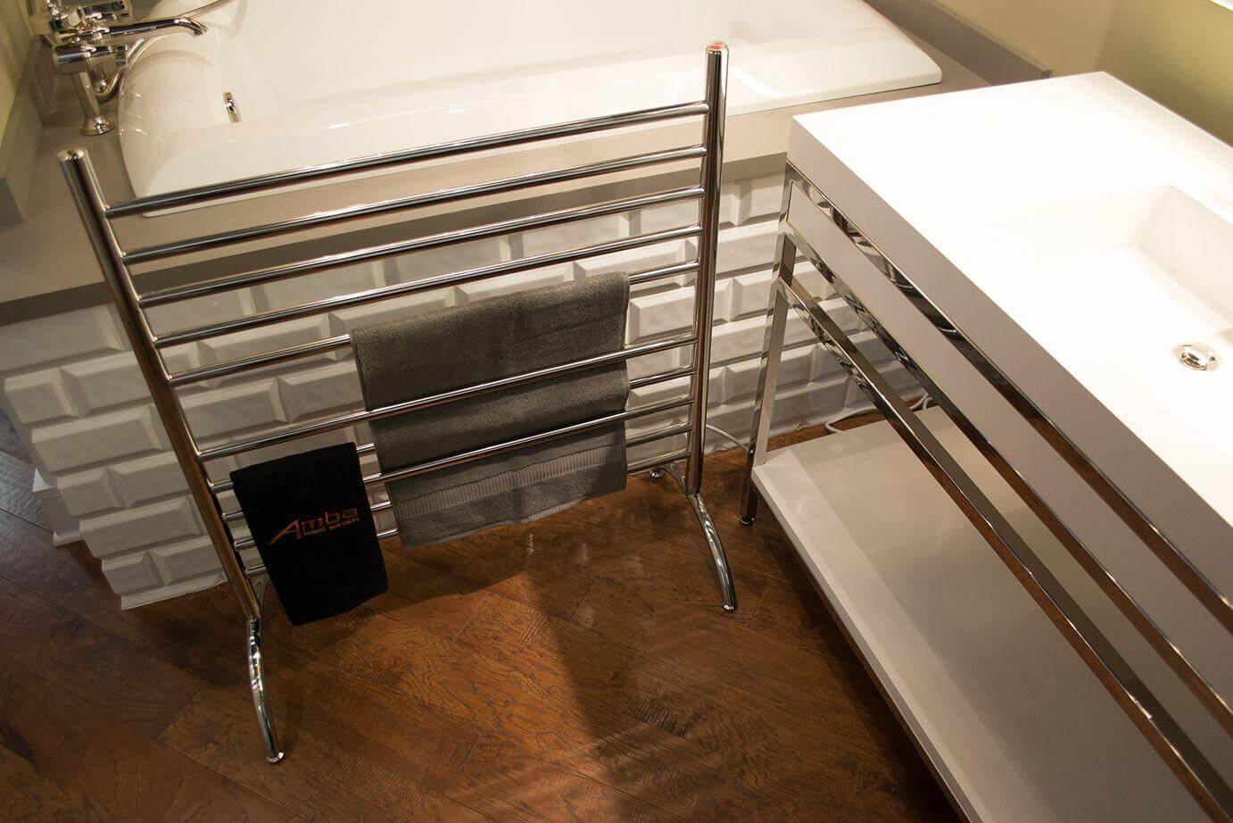 Amba 33 Solo 33 Plug-in Freestanding Towel Warmer - 33W x 38H - Perfect for Bathrooms, Spas & Luxury Home Heating