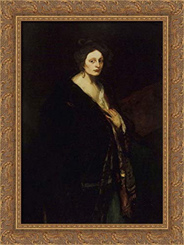 Robert Henri 18x24 Gold Ornate Wood Framed Canvas Art - Elegant Wall Decor for Living Room, Bedroom & Office | Vintage Woman Portrait Painting
