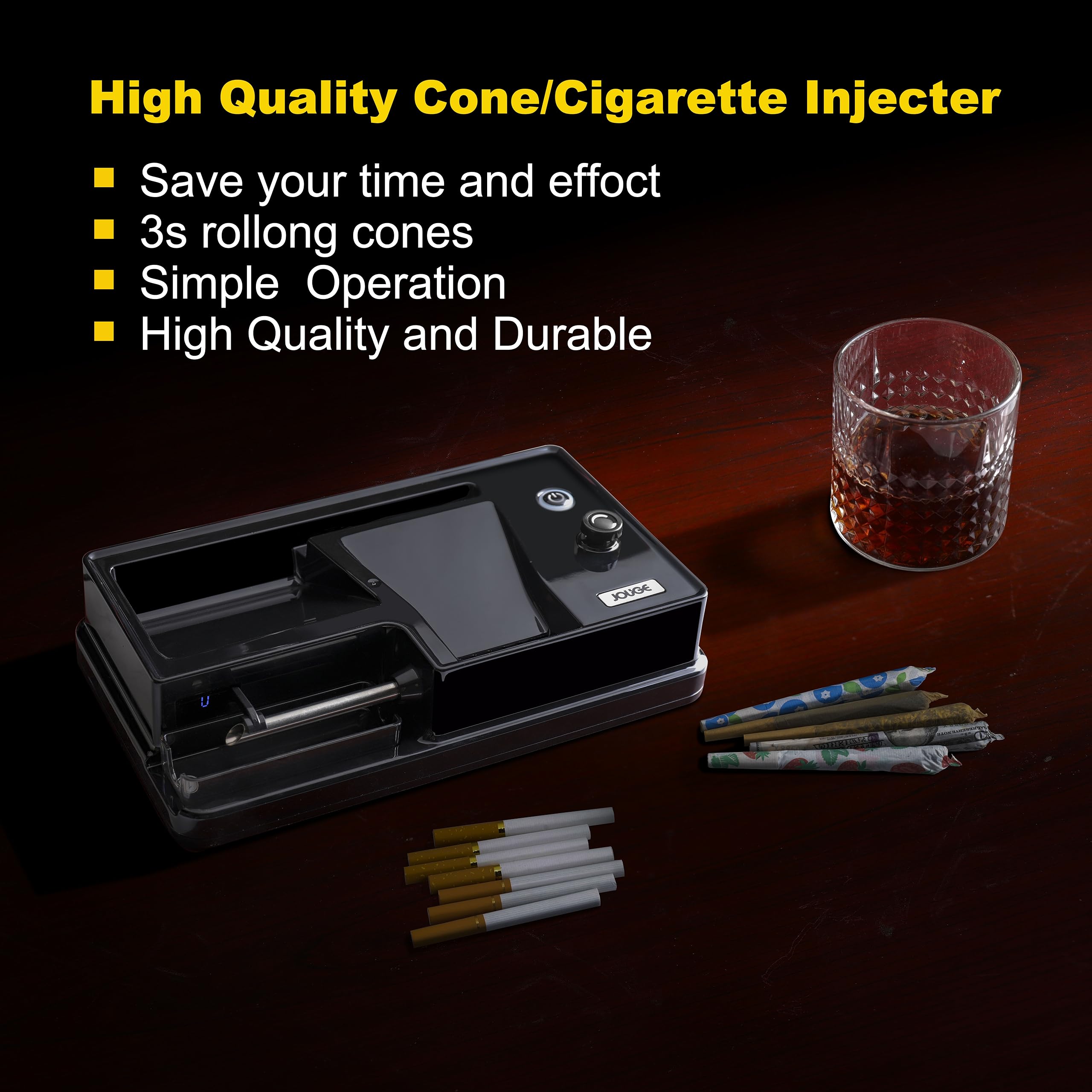 Electric Cone Rolling Machine - Automatic Cigarette Roller & Pre Roll Injector | Portable Cigarette Maker for Perfect Cones | Ideal for Home Use, Parties & DIY Enthusiasts