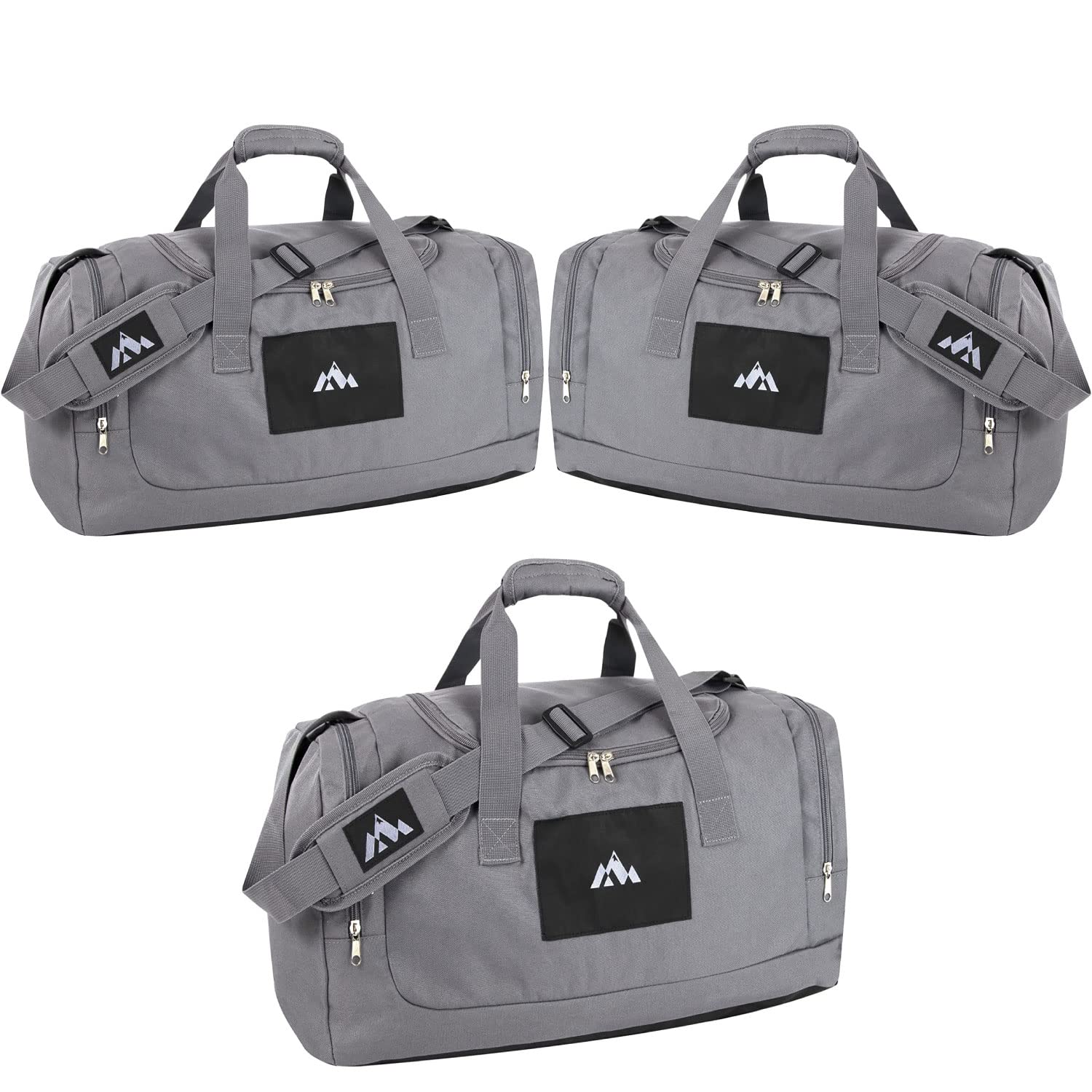 24 Pack Bulk Duffle Bags Wholesale - 22 Inch 40L Large Capacity Gym Travel Duffel Bags with Wide Opening, Multiple Pockets & Shoe Compartment (Grey) - Perfect for Sports, Gym, Travel & Weekend Getaways