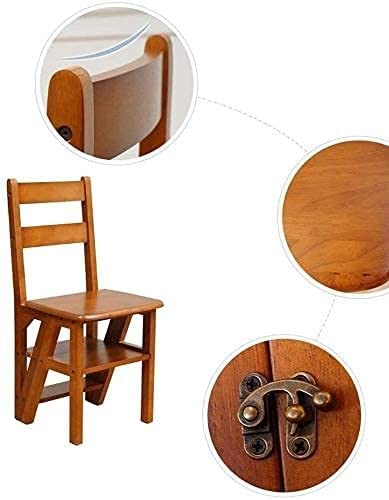 OKUOKA 4-Step Foldable Wooden Step Stool - Multi-Level Ladder Stool for Home, Kitchen, Bathroom & Garage - Space Saving Utility Stool with Non-Slip Surface (Color: A) - Perfect for Reaching High Shelves, Changing Light Bulbs & Kids' Bathroom Use