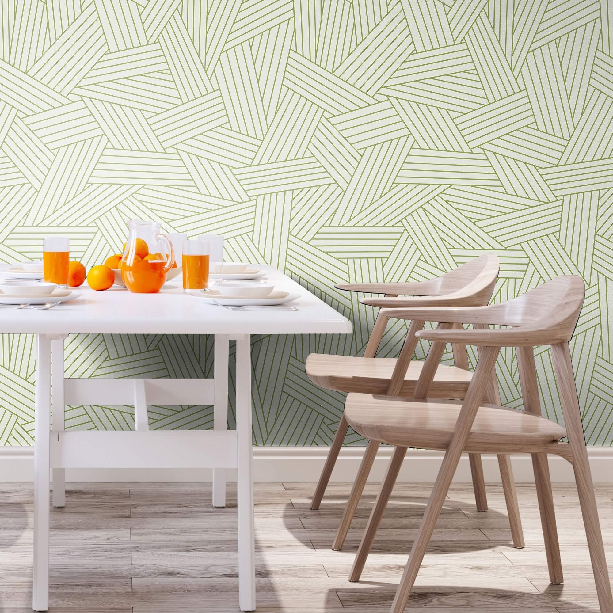 Green and Tan Geometric Peel and Stick Removable Wallpaper - Self-Adhesive Decorative Wall Covering for Bedroom, Living Room, Nursery & Home Office