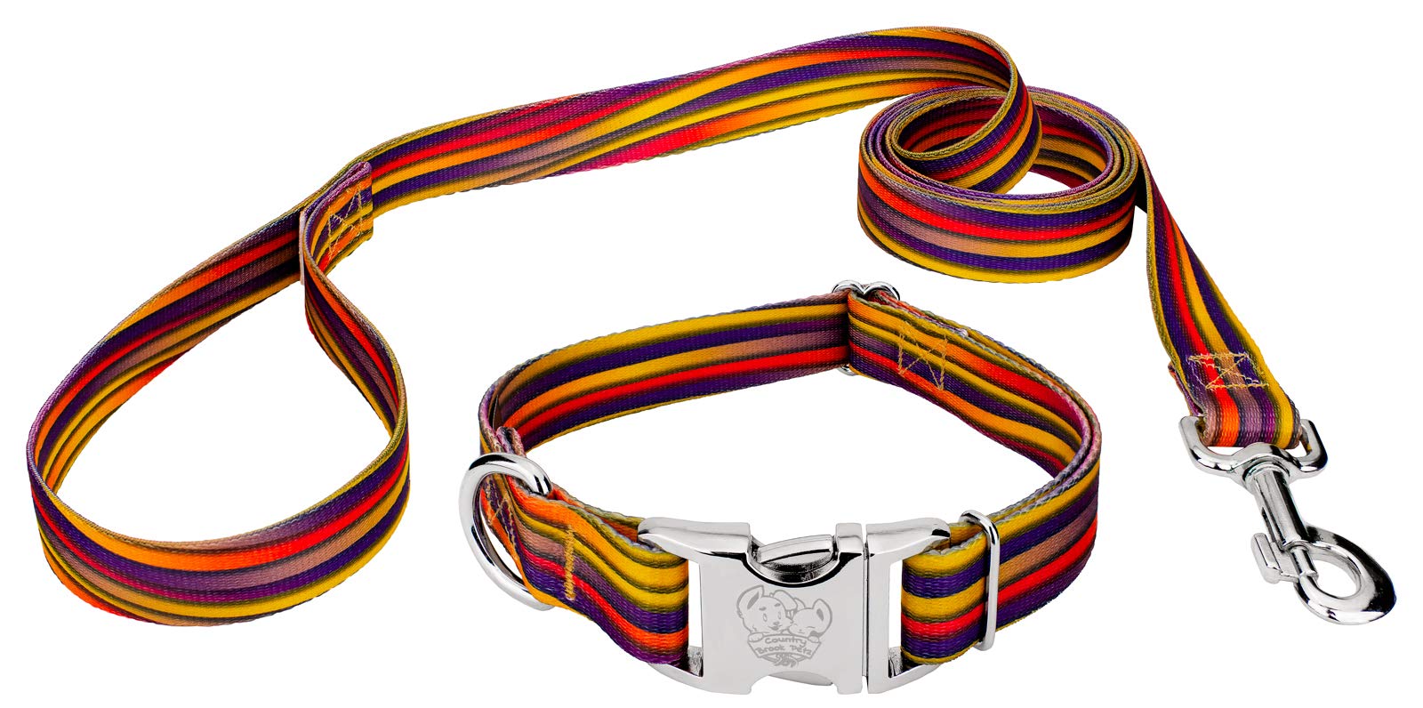 Premium Dog Collar & Leash Set - Groovy Collection for Small Medium Large Dogs - Durable Nylon Pet Accessories for Walking Training Outdoor Adventures