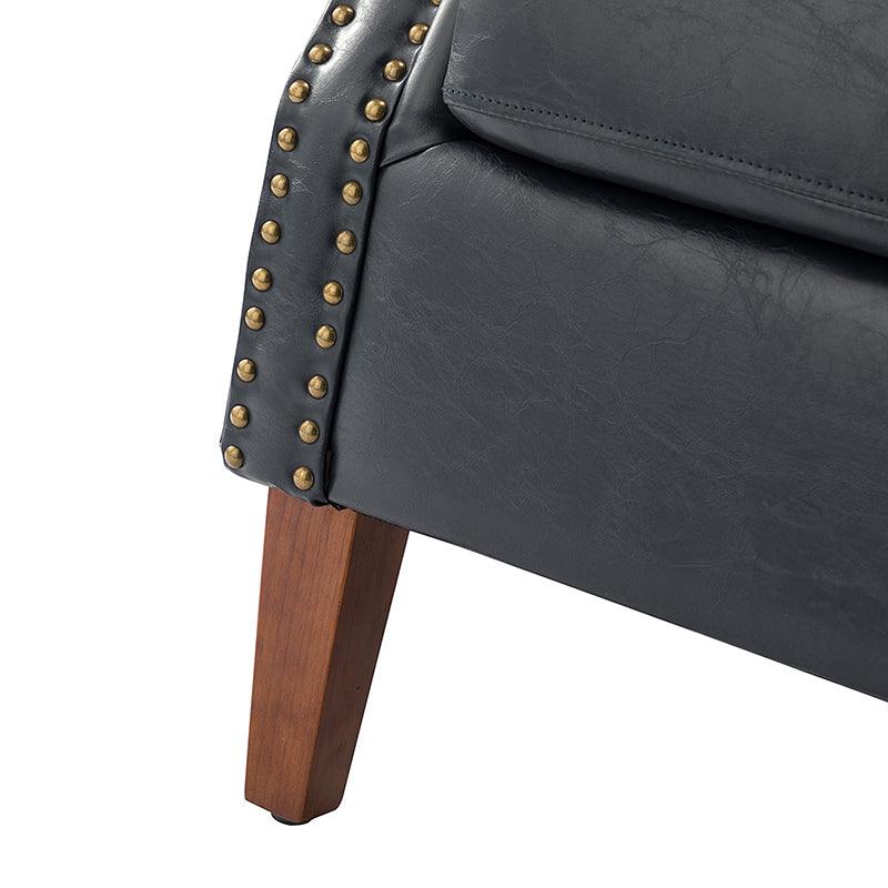 Gianfranco Vegan Leather Armchair with Sturdy Wooden Legs - Modern Vegan Leather Lounge Chair for Living Room, Office & Reading Nook - Eco-Friendly Faux Leather Accent Chair
