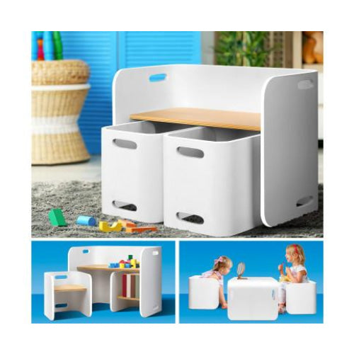 3-Piece Nordic Kids Table and Chair Set - White Compact Children's Activity Desk for Home, School & Playroom | Perfect for Drawing, Studying & Playtime
