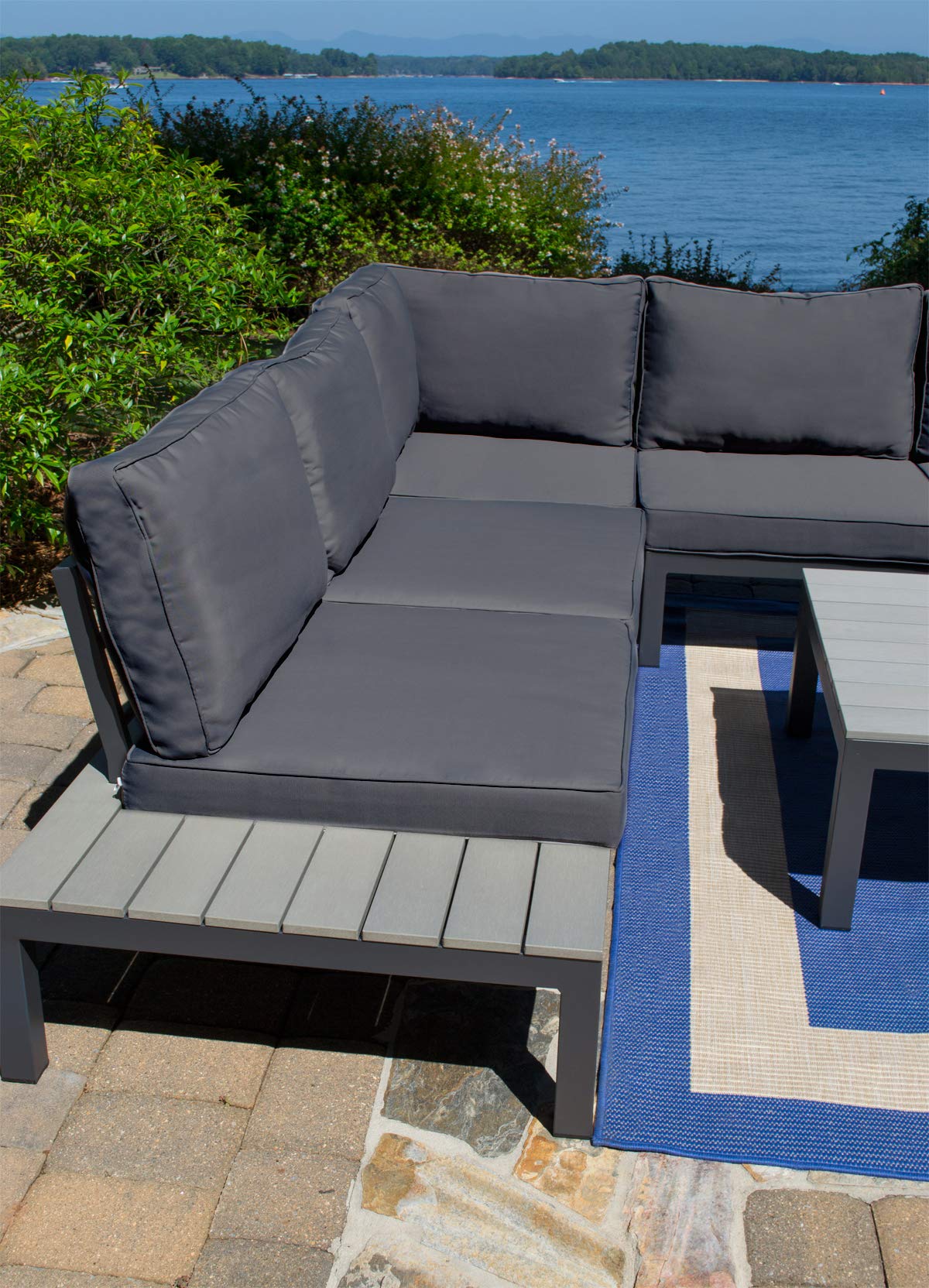 Tortuga Outdoor Sectional Sofa in Charcoal - Perfect for Patio & Garden