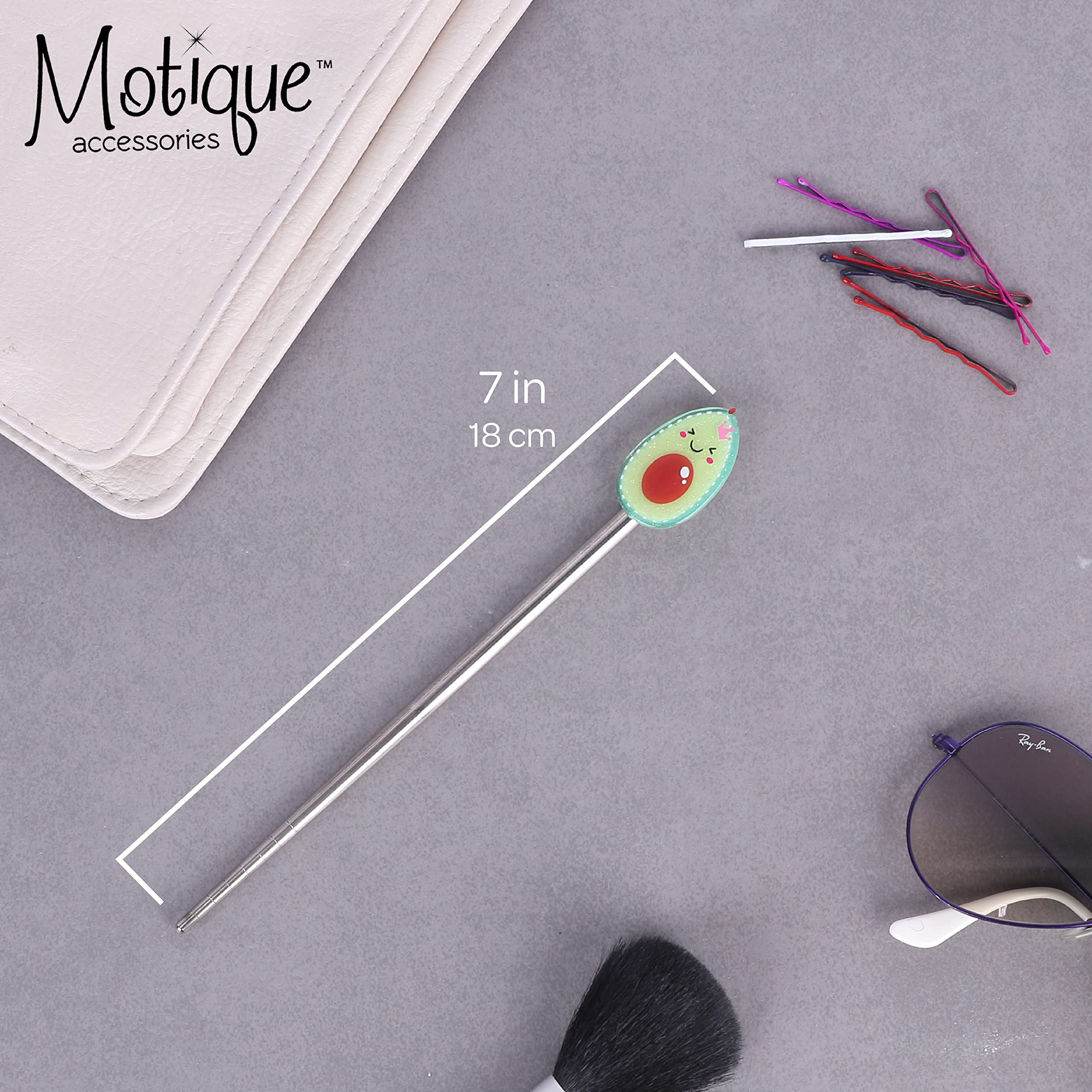 Avocado Hair Sticks - Wooden Hair Chopsticks for Women, Natural Fruit-Inspired Hair Accessories for Bun, Updo & Ponytail Hairstyles