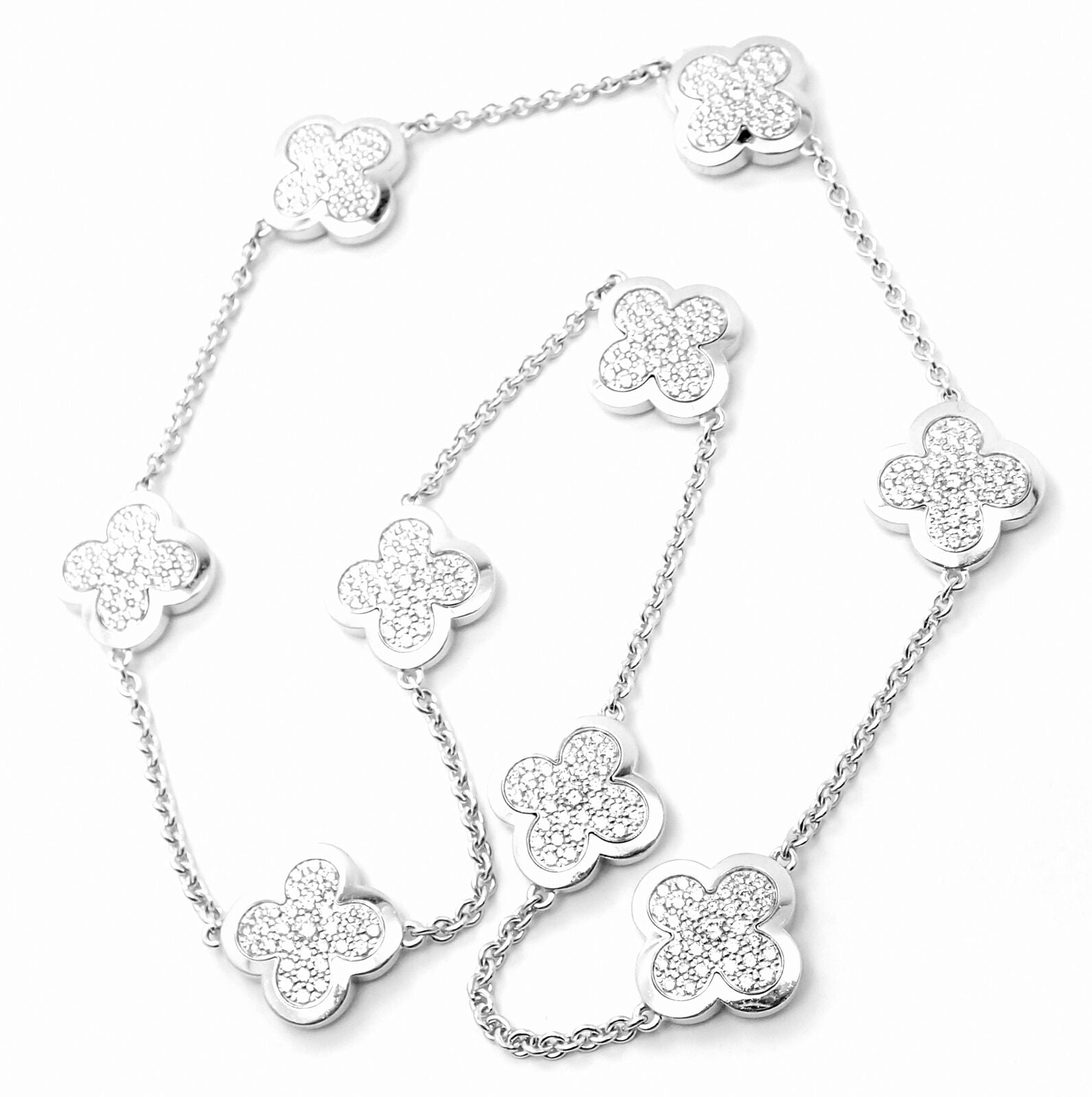 Authentic Van Cleef & Arpels 18k White Gold Diamond Pure Alhambra Necklace - Luxury Jewelry for Women, Perfect for Weddings, Anniversaries & Special Occasions