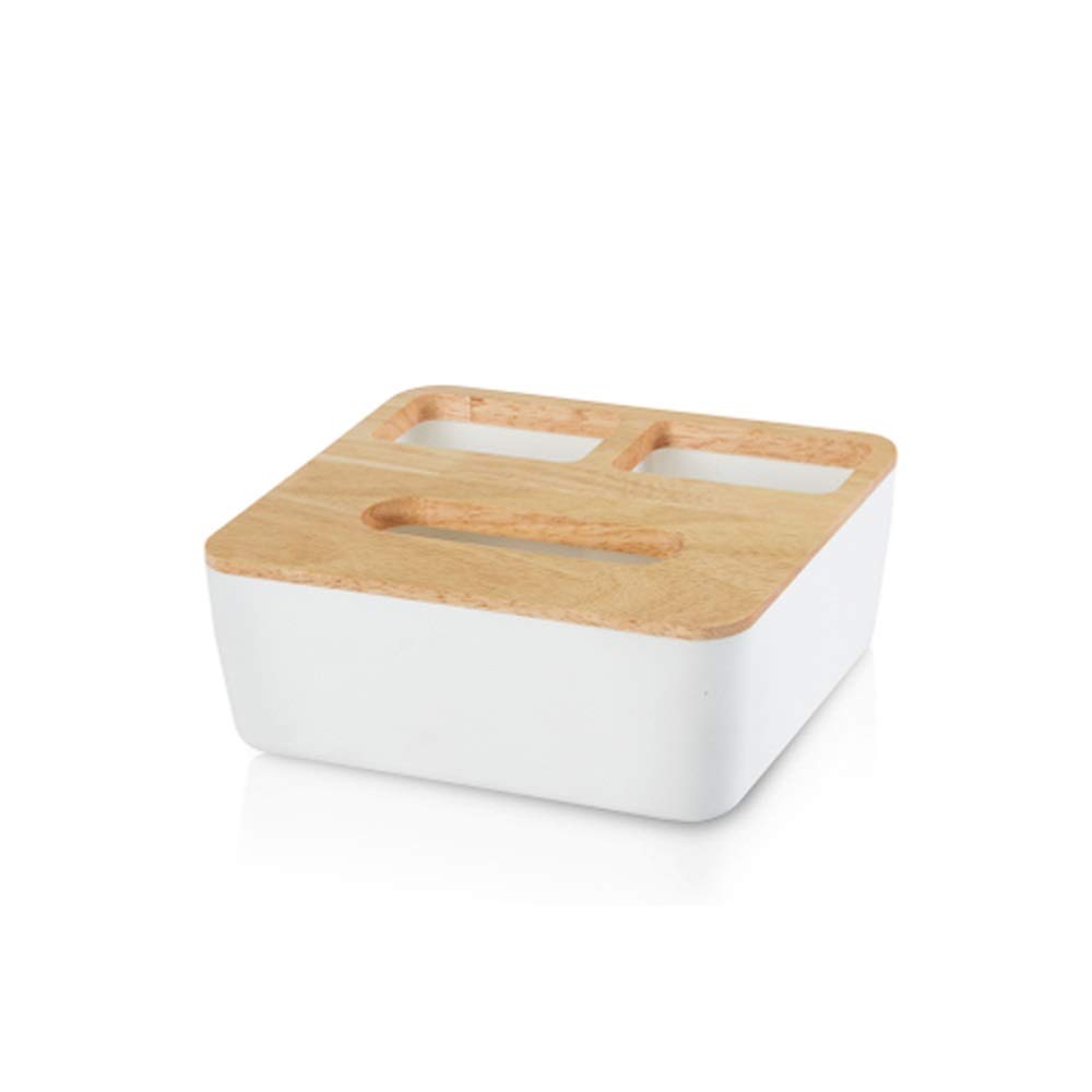 JYDQM Removable Plastic Tissue Box with Oak Wood Cover - Phone Holder & Napkin Storage Organizer for Home, Office, and Car Decor - Perfect for Living Room, Bathroom, and Kitchen Organization
