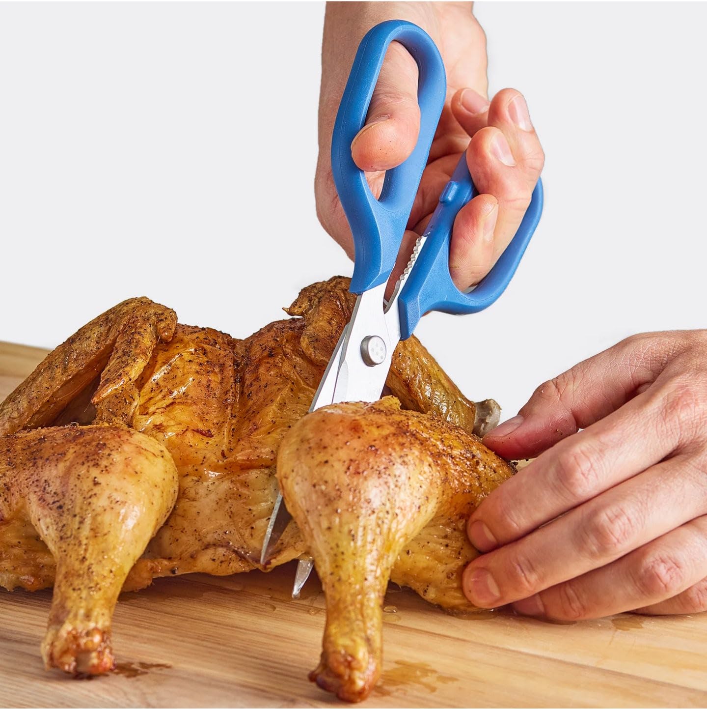 Misen Heavy Duty Kitchen Shears - Professional Stainless Steel Cooking Scissors for Cutting Meat, Poultry, Herbs & Vegetables - Ergonomic Ambidextrous Comfort Grip - Dishwasher Safe Easy Clean - Perfect for Meal Prep, Butchering & Crafting - Blue