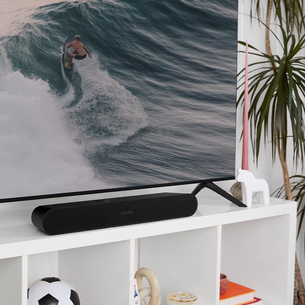 Sonos Ray Compact Sound Bar for TV and Music - Black | Premium Home Theater Audio System for Movies, Gaming & Streaming | Slim Design for Small Spaces