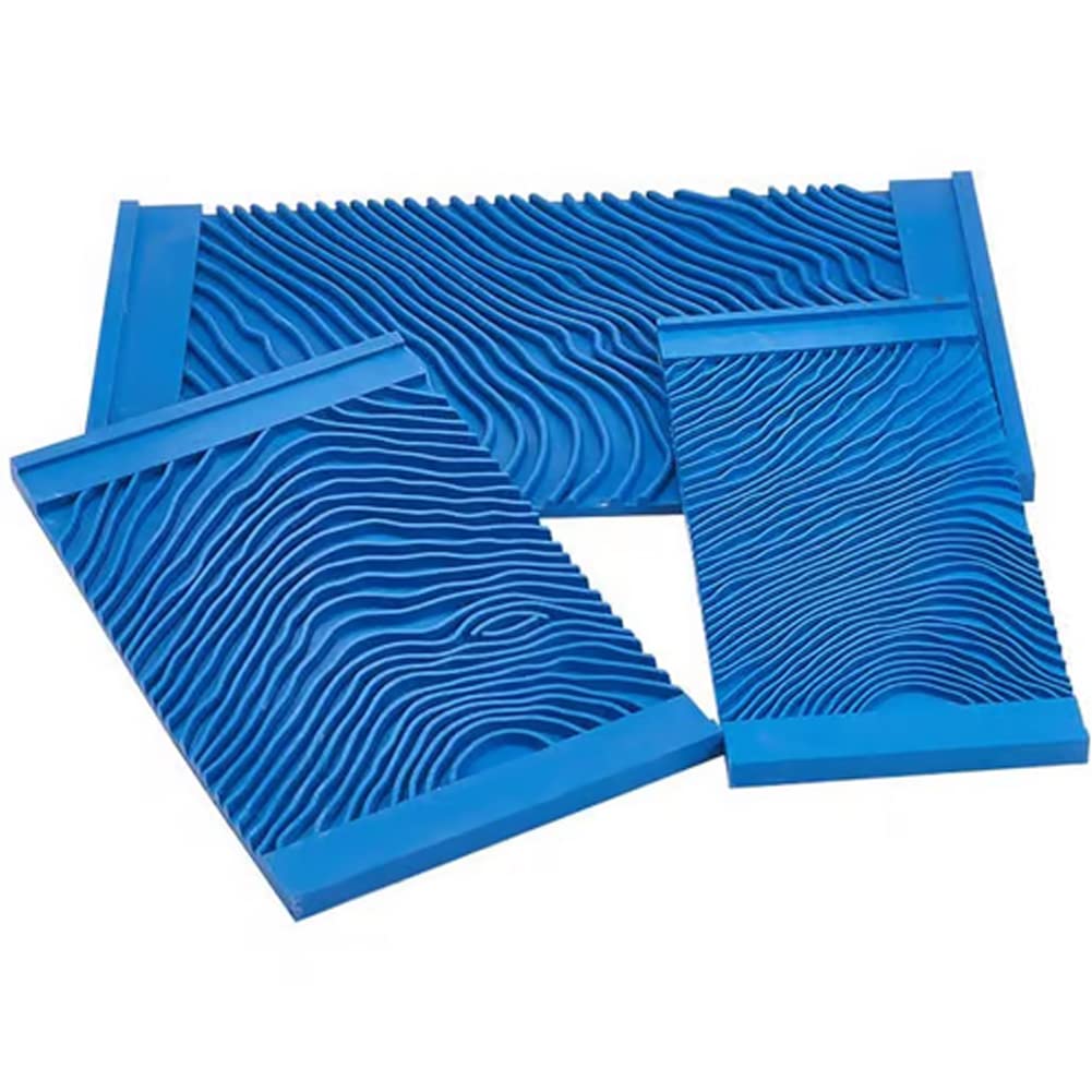 Utoolmart Wood Graining Painting Tool Set - 2 Pcs Blue MS12 DIY Art Paint Rubber for Wall Decoration & Faux Wood Finishing | Perfect for Home Improvement, Furniture Restoration, and Creative Craft Projects