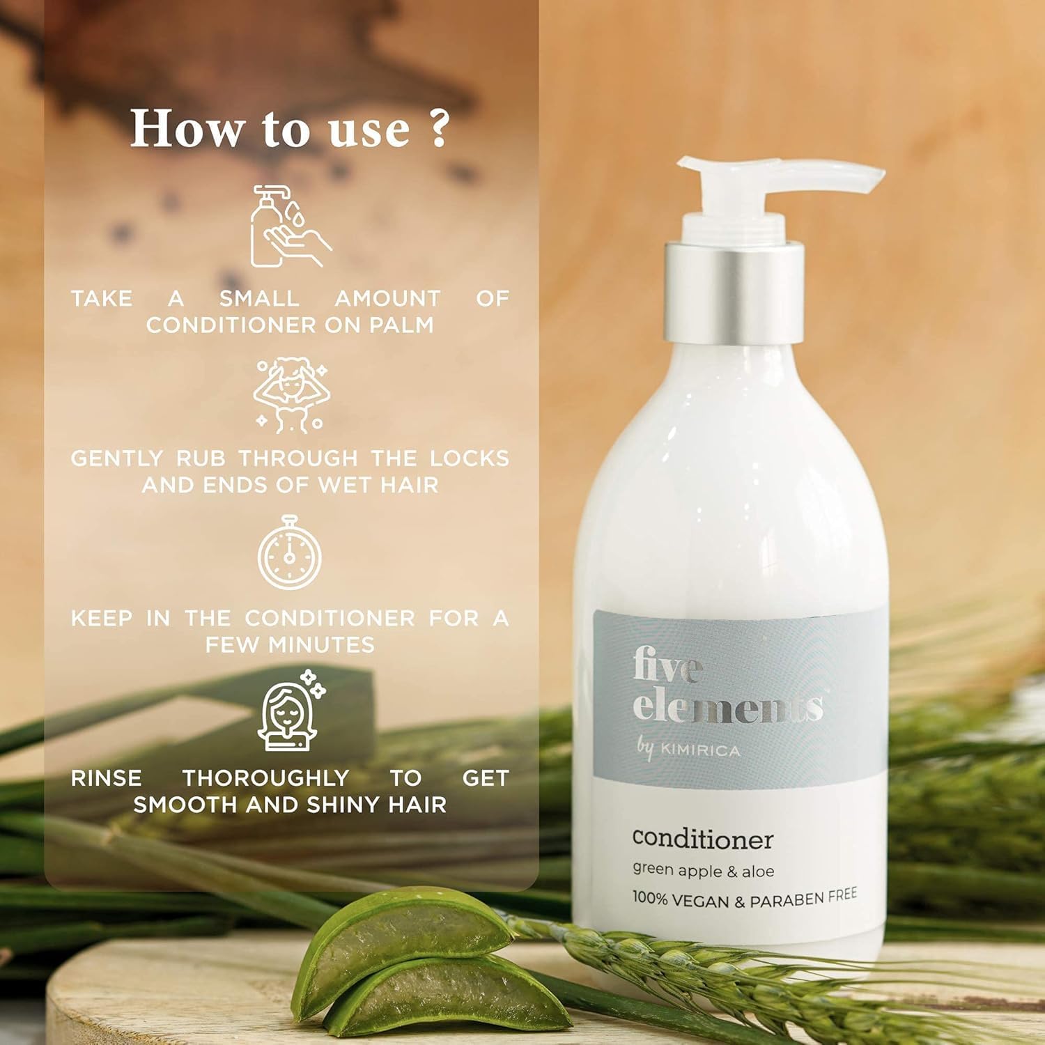 Green Apple & Aloe Vera Shampoo and Conditioner Set - Vegan, Paraben & SLS Free Hair Care Duo (300ml x 2) for Hydration & Shine - Perfect for Daily Use at Home, Gym, or Travel
