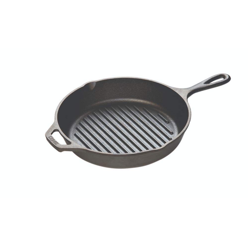 Lodge Cast Iron Grill Pan 10.25 Inch - Pre-Seasoned Heavy Duty Skillet for Stovetop, Oven & Camping - Perfect for Grilling Steaks, Burgers & Vegetables