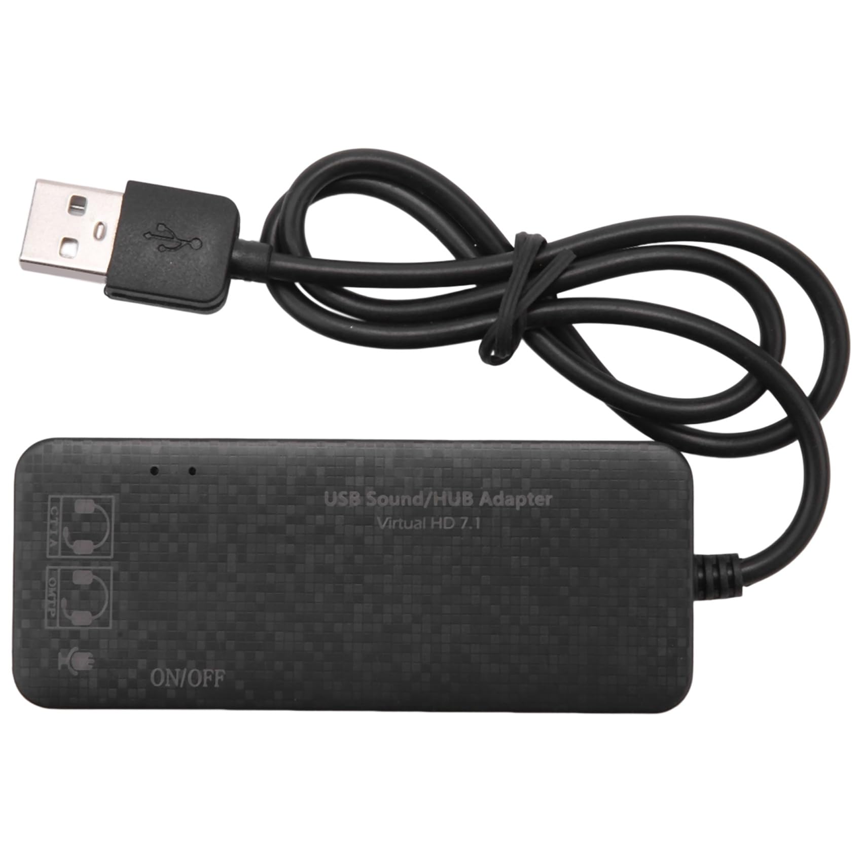LIGUSTRUM 3-Port USB 2.0 Hub with 7.1 Channel External Sound Card & Headset/Microphone Adapter for PC - Black | Perfect for Gaming, Streaming & Conference Calls