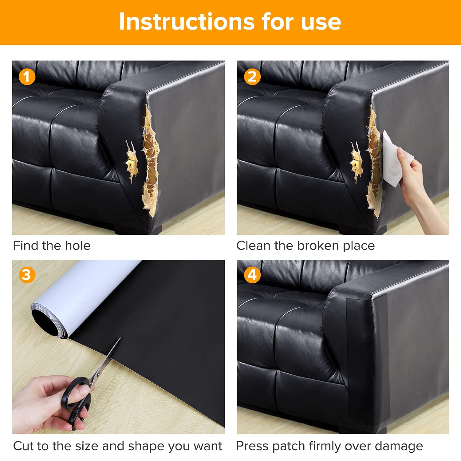 AMLAKH Self-Adhesive Leather Repair Patches - 2 Pack, Brown - Durable Eco-Friendly Synthetic Leather for DIY Furniture, Couches, Sofas & Shoes - Perfect for Home Repair, Upholstery & Shoe Restoration