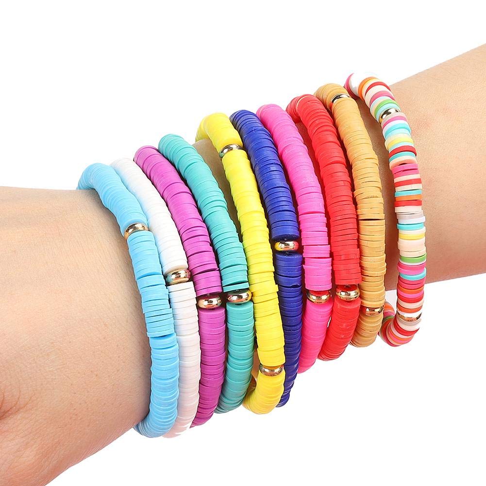 10 Sets Stackable Beaded Stretch Bracelets for Women - Multilayered Colorful Jewelry Set for Dating, Parties, Gifts & Everyday Wear | Perfect for Casual Outfits, Beach Vacations & Boho Style Accessories