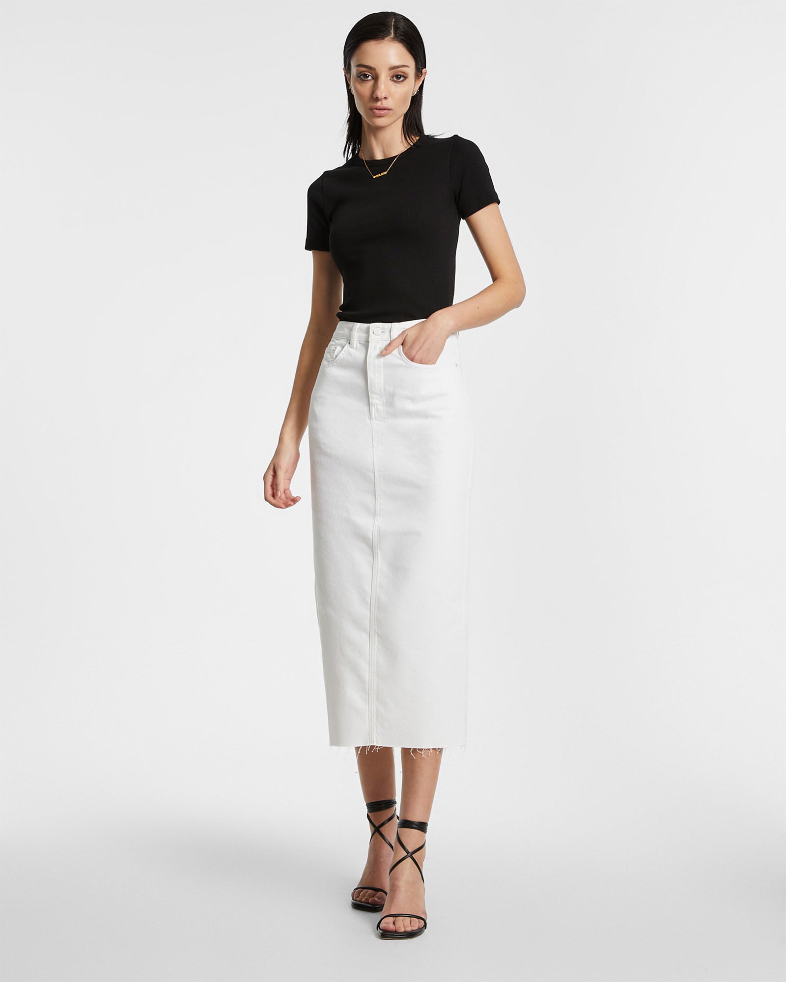 Graduate Midi Skirt in White - Elegant and Versatile Skirt for Women, Perfect for Office, Parties, and Casual Wear