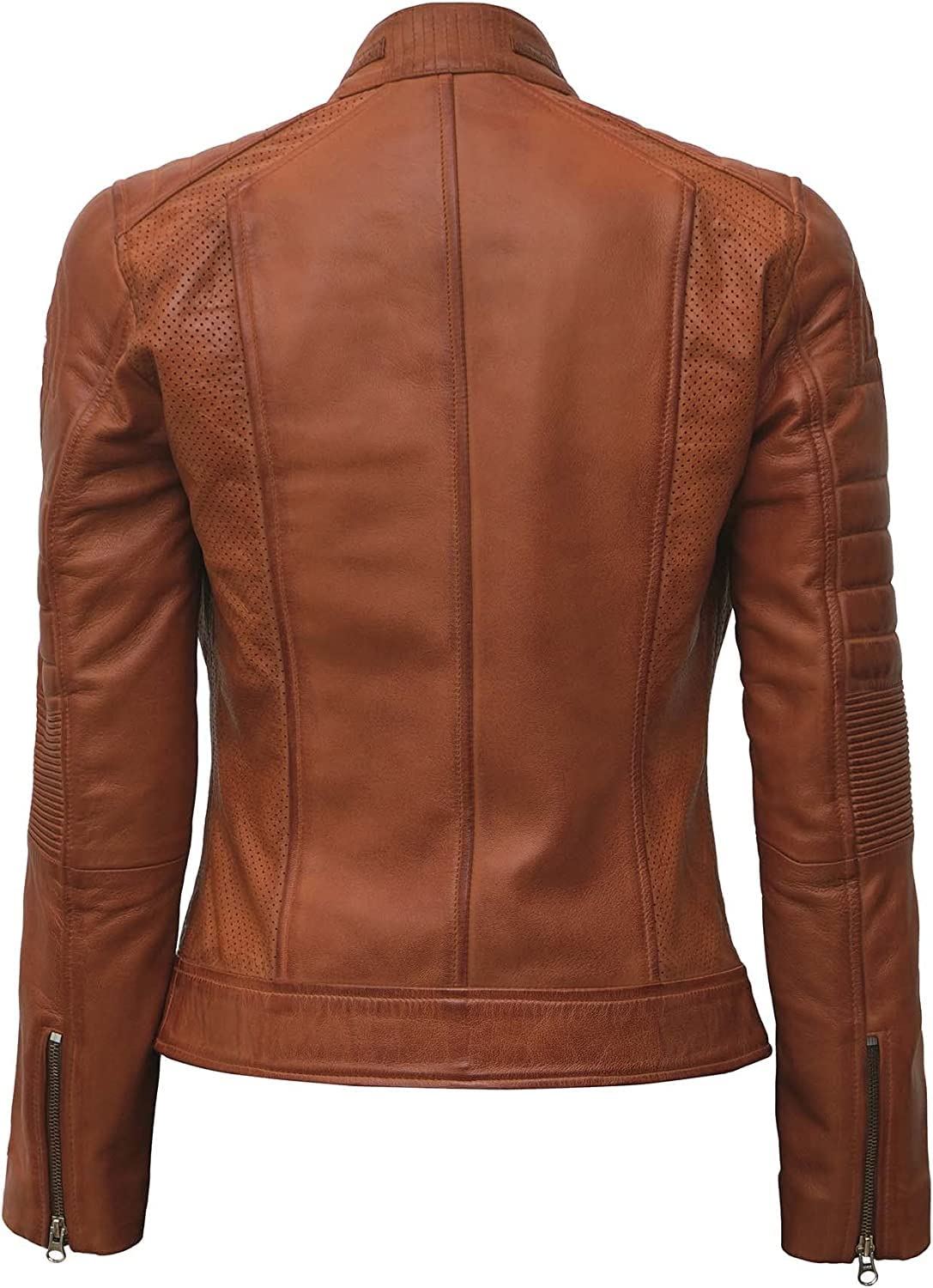 Genuine Leather Cafe Racer Jacket for Women - Natural Grain Stand Collar Motorcycle Jacket | Stylish Biker Outerwear for Riding, Casual Wear & Fashion Outfits