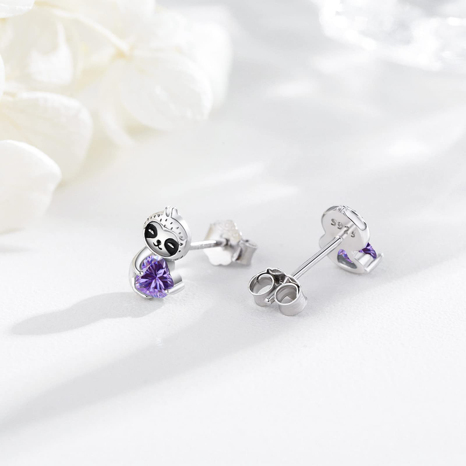 Sterling Silver Sloth Stud Earrings for Women & Girls - Cute Animal Jewelry Gift for Birthday, Valentine's Day | Hypoallergenic Heart Earrings for Everyday Wear & Special Occasions