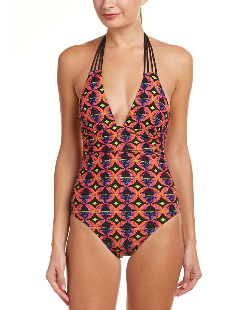 Trina Turk Women's Africana One-Piece Swimsuit Size 6 - Vibrant Orange Bathing Suit for Beach, Pool & Vacation | Flattering Swimwear for Summer