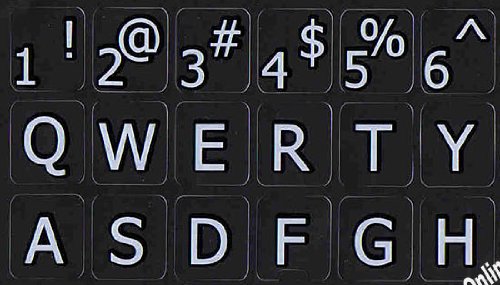 English US Large Lettering (Upper CASE) Keyboard Stickers - Non-Transparent Black Background for Laptops & Desktop Computers | Perfect for Typing, Coding & Office Work