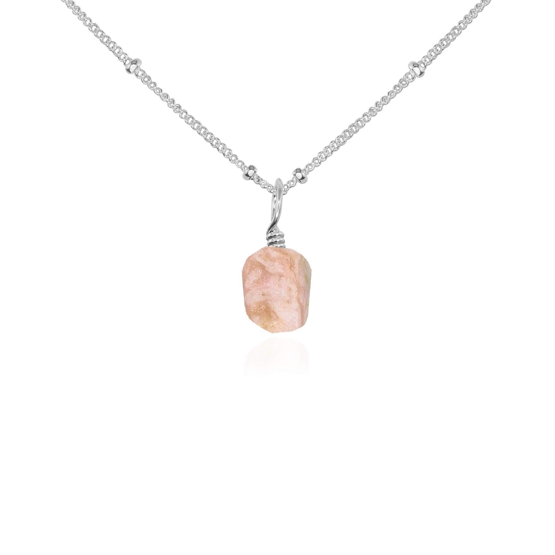 Tiny Raw Pink Peruvian Opal Pendant Necklace - Handmade Natural Gemstone Jewelry for Women - Perfect for Boho Style, Spiritual Healing & Everyday Wear