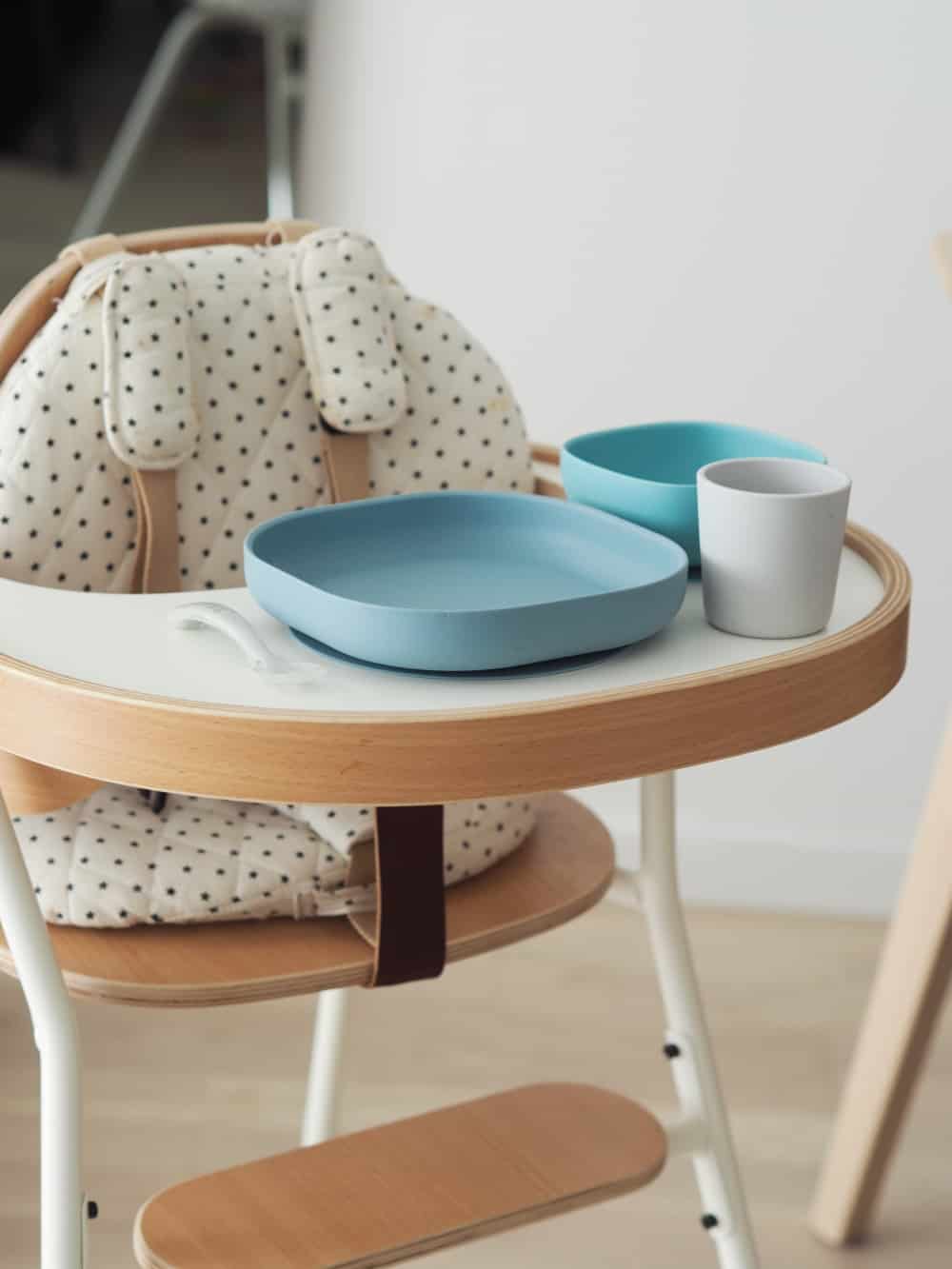 BEABA Silicone Baby Feeding Set - 4-Piece Toddler Meal Kit with Bowl, Plate, Spoon & Fork - BPA-Free, Soft & Durable for Home, Travel & Daycare Use