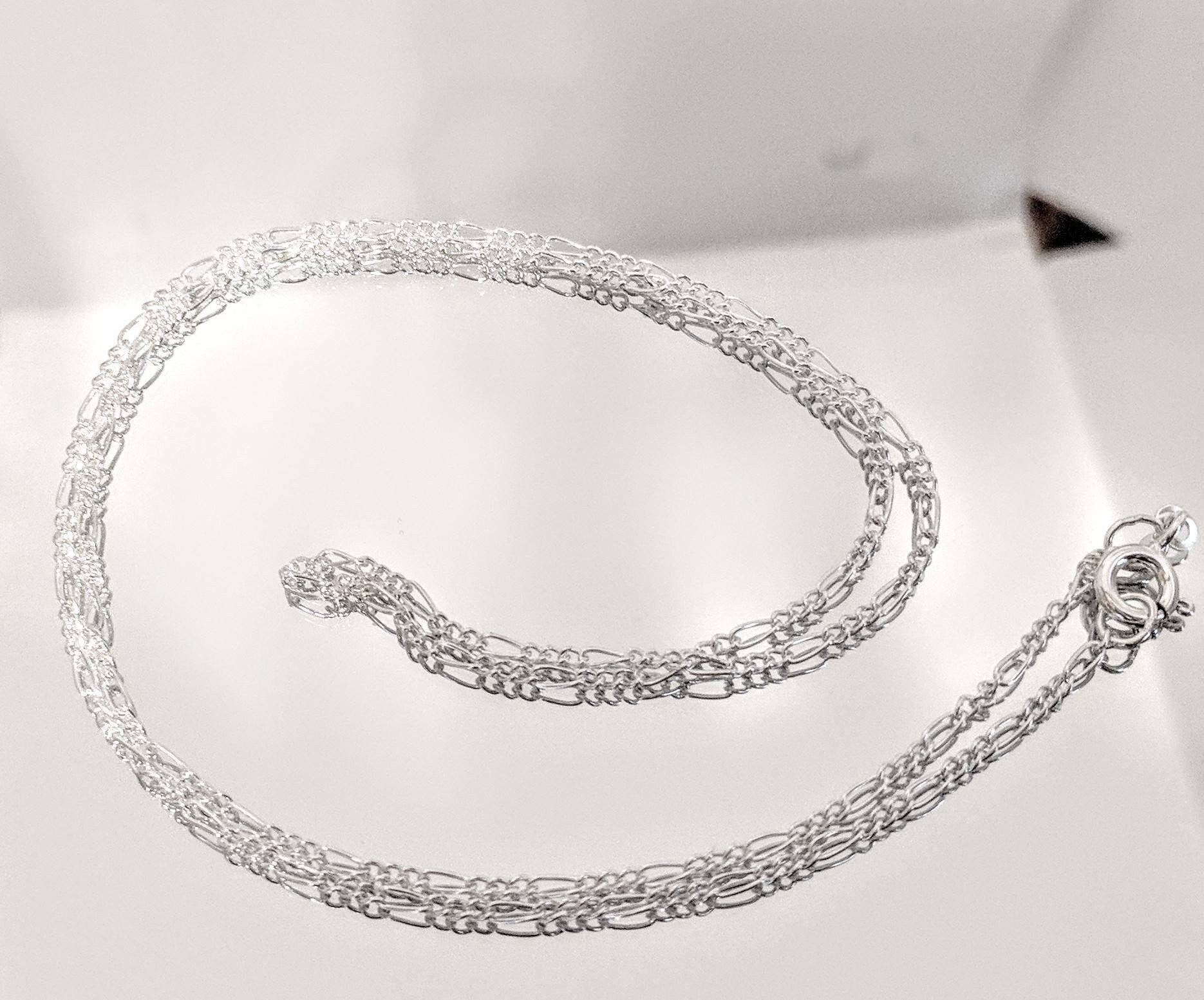 925 Solid Sterling Silver Italian Figaro Chain Necklace - 16, 18, 20 Inch Lengths - 1.4mm Width - Handcrafted in USA - Perfect for Gifts, Weddings & Everyday Elegance