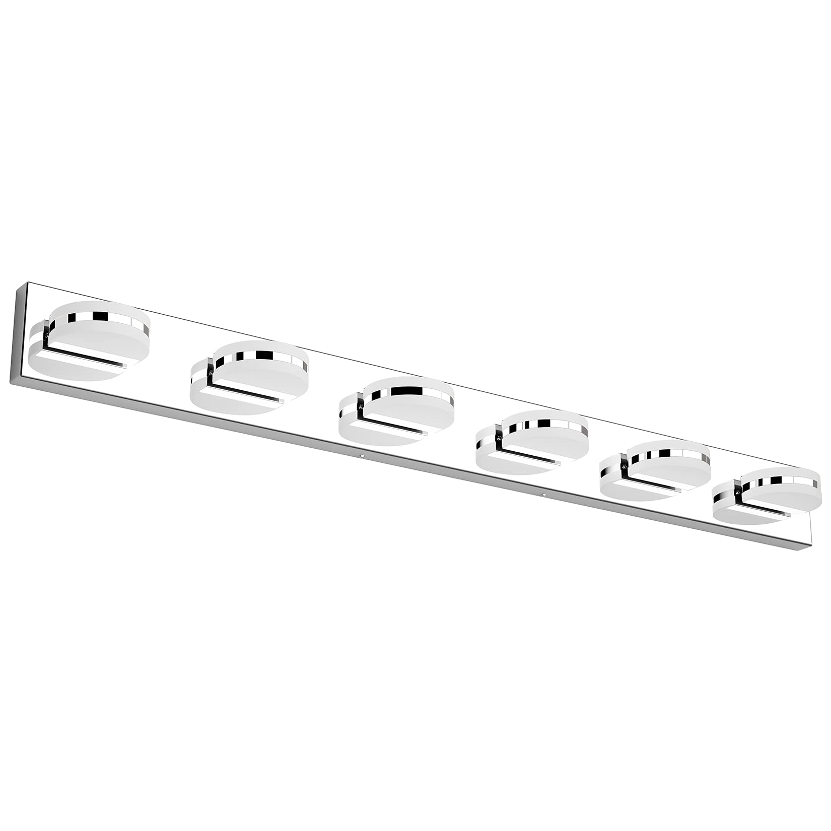 Aipsun 6-Light Dimmable Modern LED Bathroom Vanity Light - Chrome Stainless Steel Adjustable Wall Sconce for Mirror (6000K White Light) - Perfect for Bathroom, Powder Room & Dressing Area Lighting
