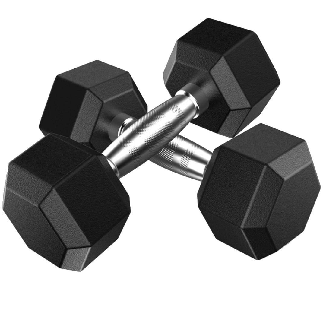 DOYCE 20lbs Rubber Coated Hex Dumbbell Set of 2 - Cast Iron Free Weights with Metal Handles for Home Gym, Strength Training & CrossFit Workouts