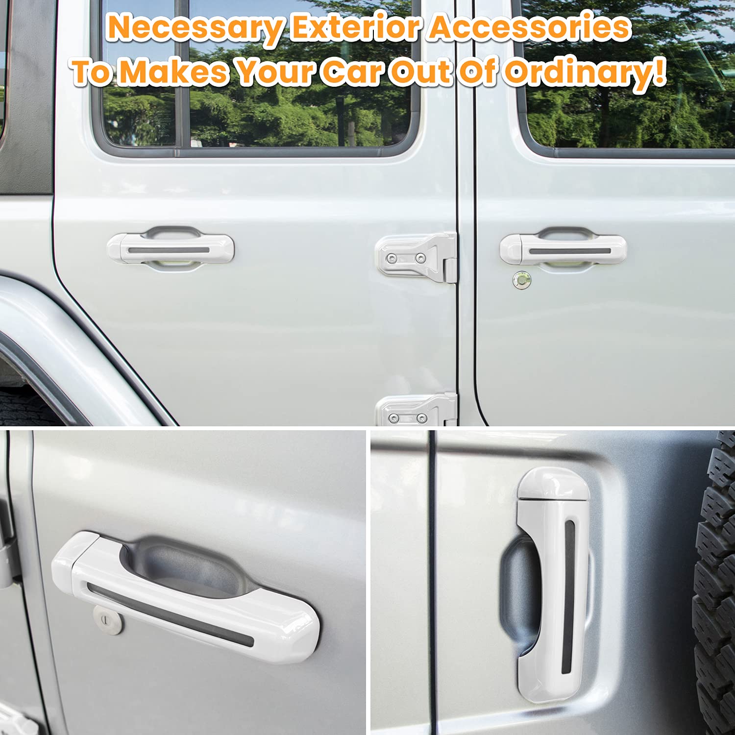 Jeep Wrangler Door Handle Covers 2018-2024 - White 5PCS for JL/JLU Models - Exterior Protection Upgrade