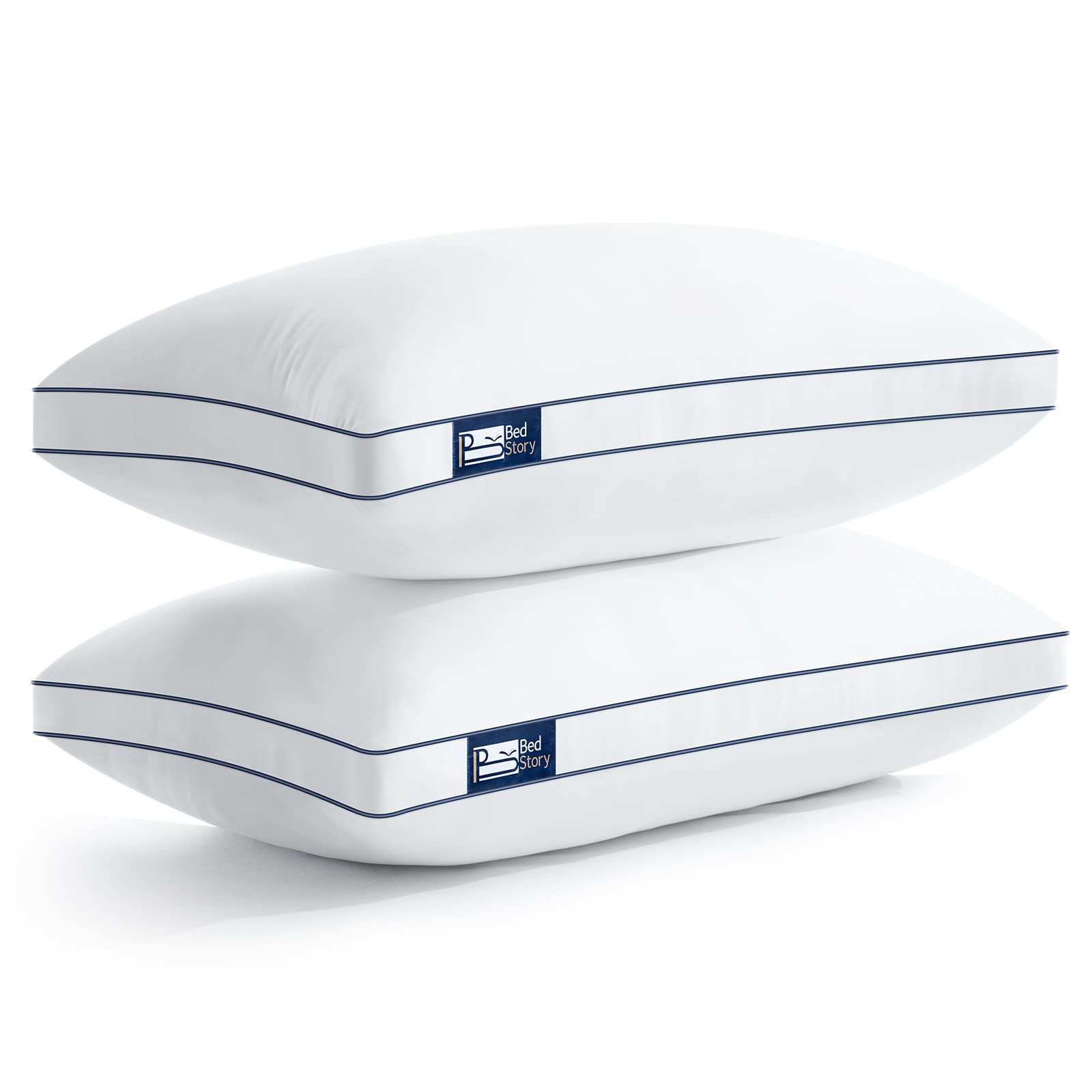 BedStory 2 Pack Queen Size Pillows - Luxury Hotel Collection Hypoallergenic Down Alternative Bed Pillows for Side, Back & Stomach Sleepers - Breathable & Supportive for Restful Sleep - Perfect for Home, Hotel & Guest Room Use