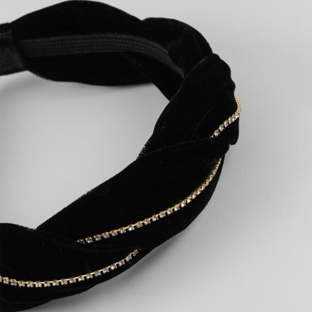 Handmade Crystal Velvet Twist Headband for Women - Elegant Hair Accessories for Parties, Weddings & Special Occasions