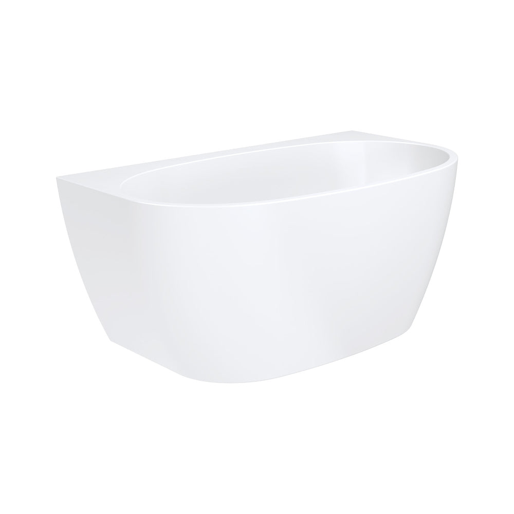 Fienza FR65 1300mm Acrylic Back to Wall Bath Tub - Gloss White Freestanding Soaking Bathtub for Modern Bathroom | Spa Relaxation & Luxury Home Upgrade