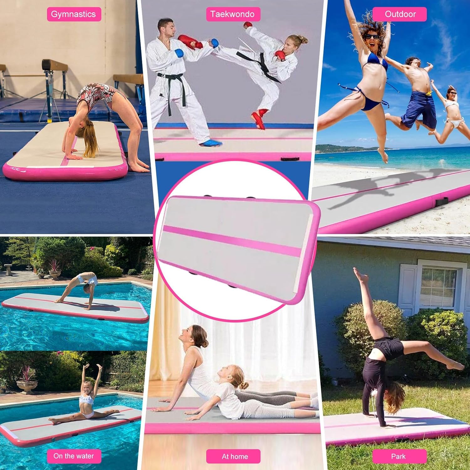 10ft Inflatable Air Gymnastics Mat - 4 Inch Thick Tumbling Track with Electric Pump for Gym, Home, Outdoor, Cheerleading, Yoga & Water Activities - Perfect for Training, Exercise and Kids Play