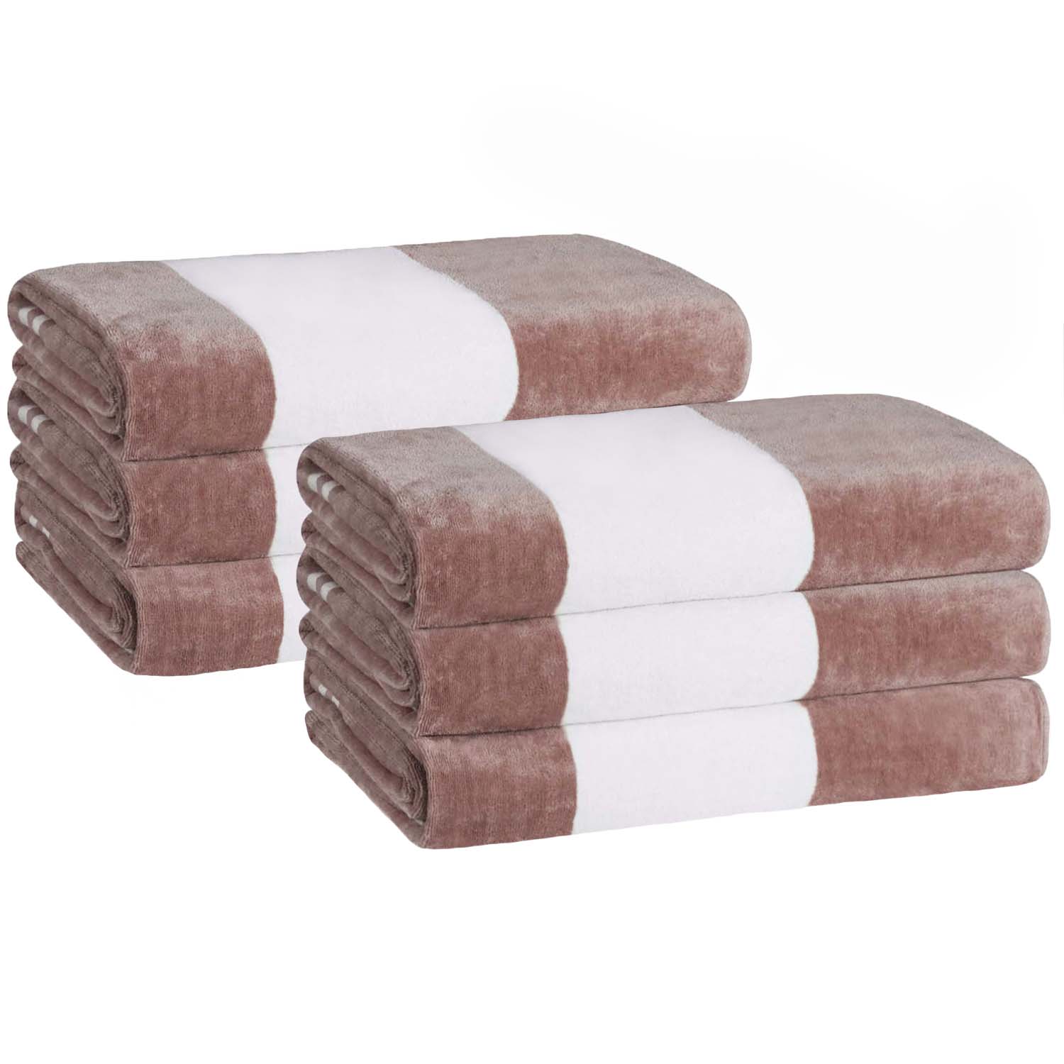 Premium Cabana Stripe Oversized Cotton Beach Towel Set of 2, 4, or 6 - Soft, Absorbent & Quick-Drying for Pool, Beach, Vacation & Spa Use