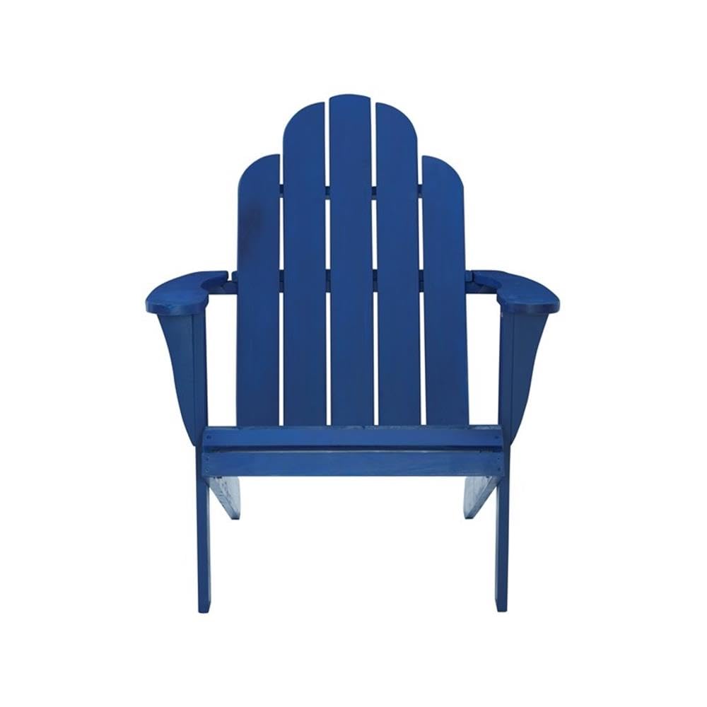 Linon Adirondack Solid Acacia Wood Outdoor Chair - Weather-Resistant Blue Stain Finish for Patio, Garden & Poolside Relaxation