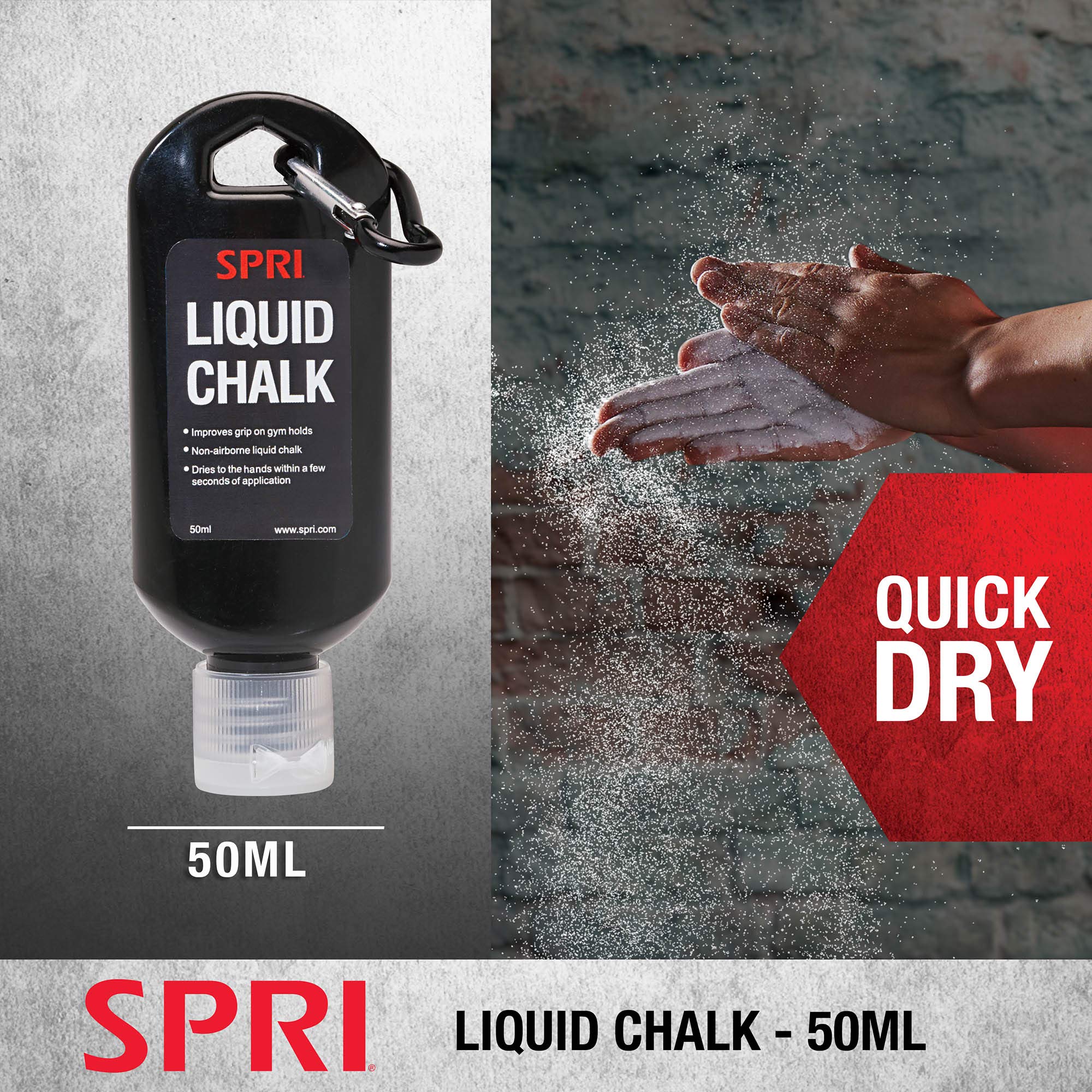 SPRI Liquid Chalk 50ml Bottle - Non-Slip Grip for Weightlifting, Gym Workouts & Rock Climbing | Perfect for CrossFit, Powerlifting & Bouldering