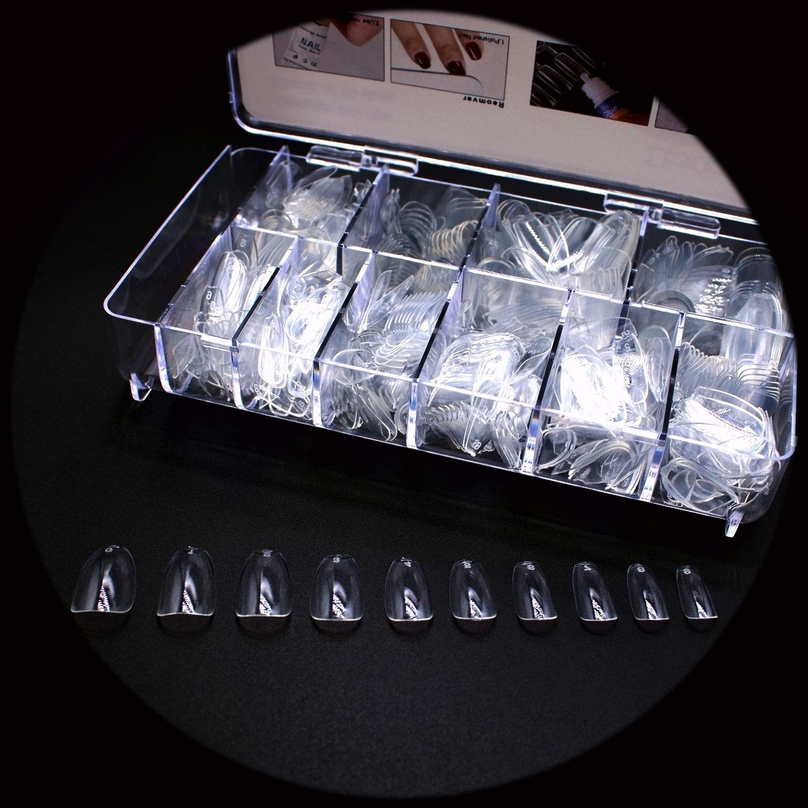 Traceless Coffin Nails - Clear Acrylic Fake Nails 500 Pcs, Ivtor Full Cover Short Nail Tips with Case for Nail Salon | Perfect for DIY Manicures, Home Use & Professional Nail Art